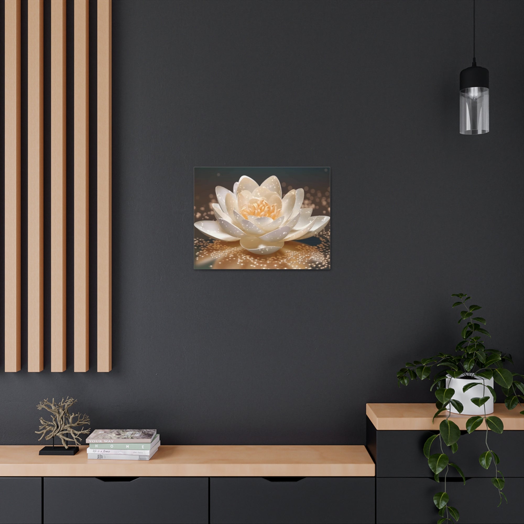 Beautiful White Lotus Flower Canvas Wall Art for Home Decor Ready-to-Hang-Express Your Love Gifts