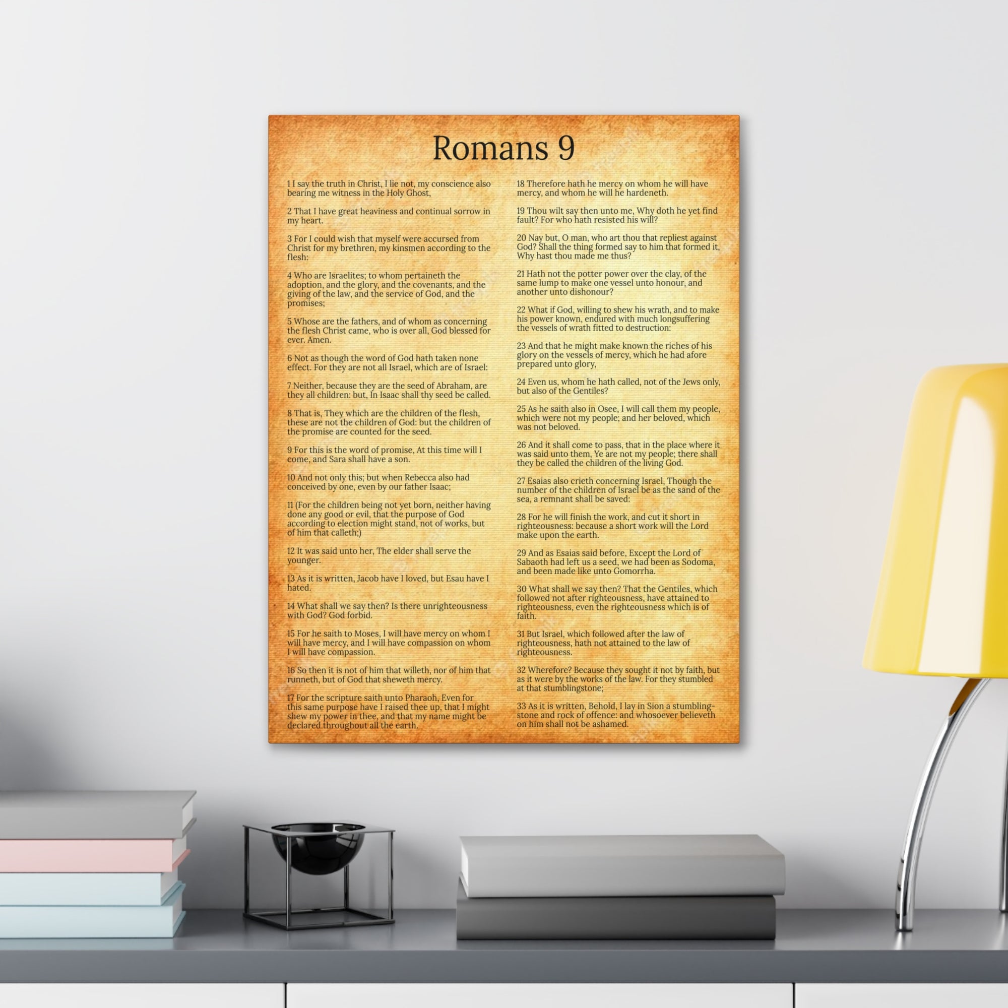 Scripture Walls Romans 9 Chapter Gold God’s Sovereign Choice Christian Wall Art Print Ready to Hang Unframed-Express Your Love Gifts