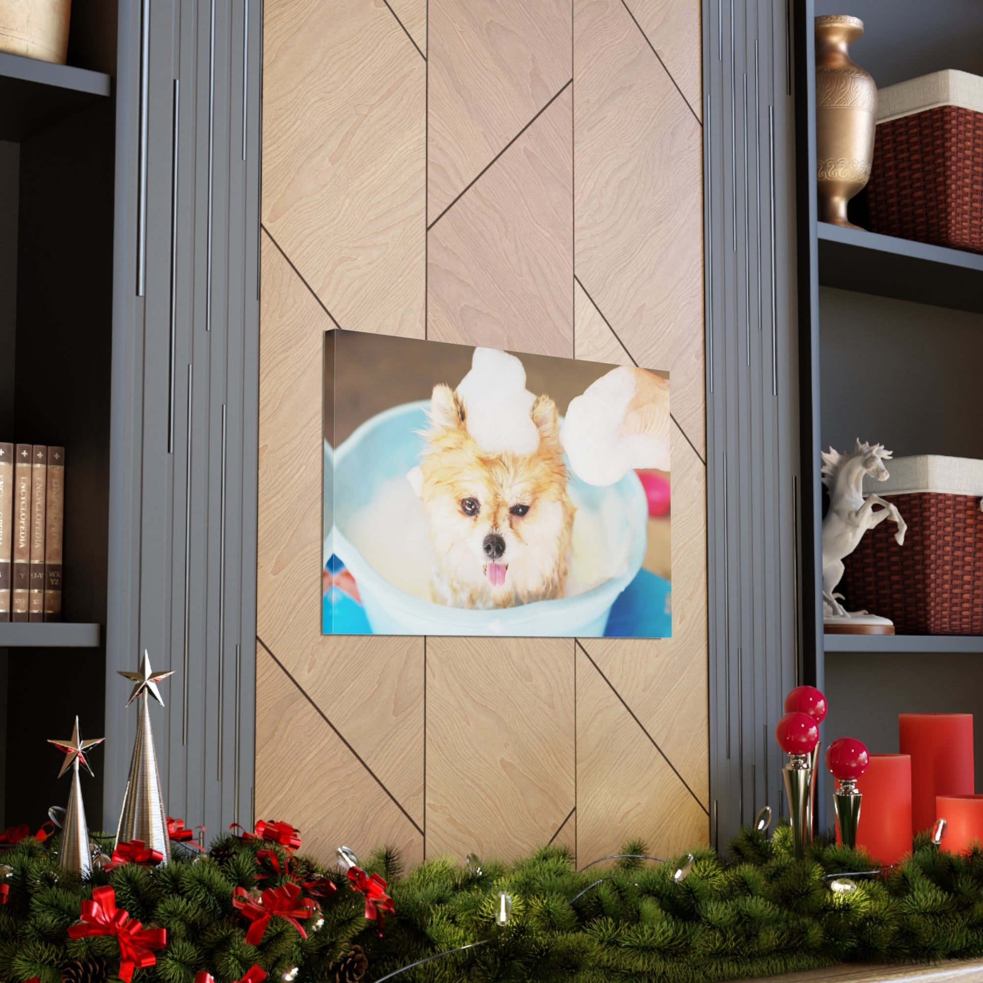 Funny Pomeranian Bathee Canvas Wall Art for Home Decor Ready-to-Hang-Express Your Love Gifts