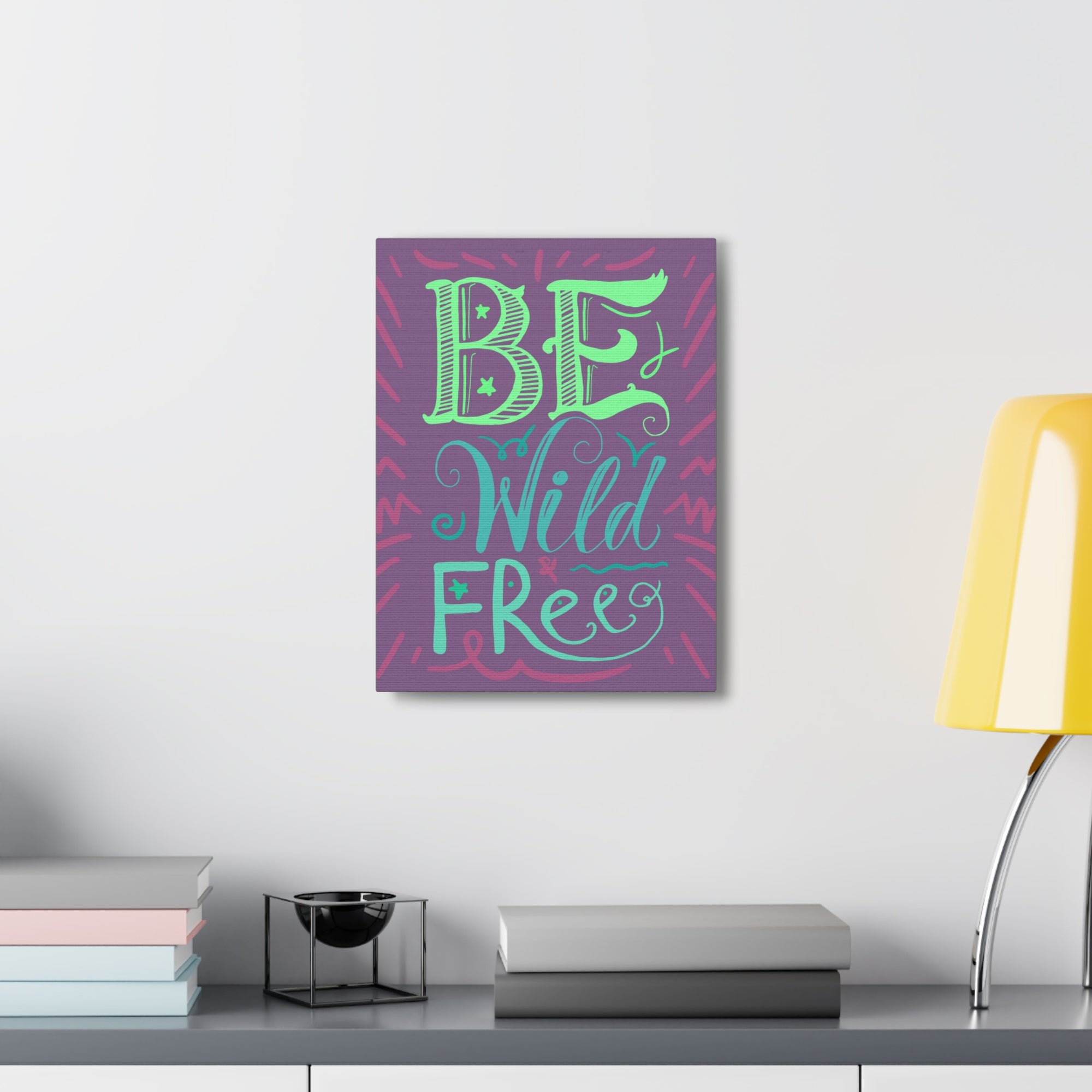 Be Wild And Free Purple Background Inspirational Canvas Wall Art for Home Decor Ready-to-Hang-Express Your Love Gifts