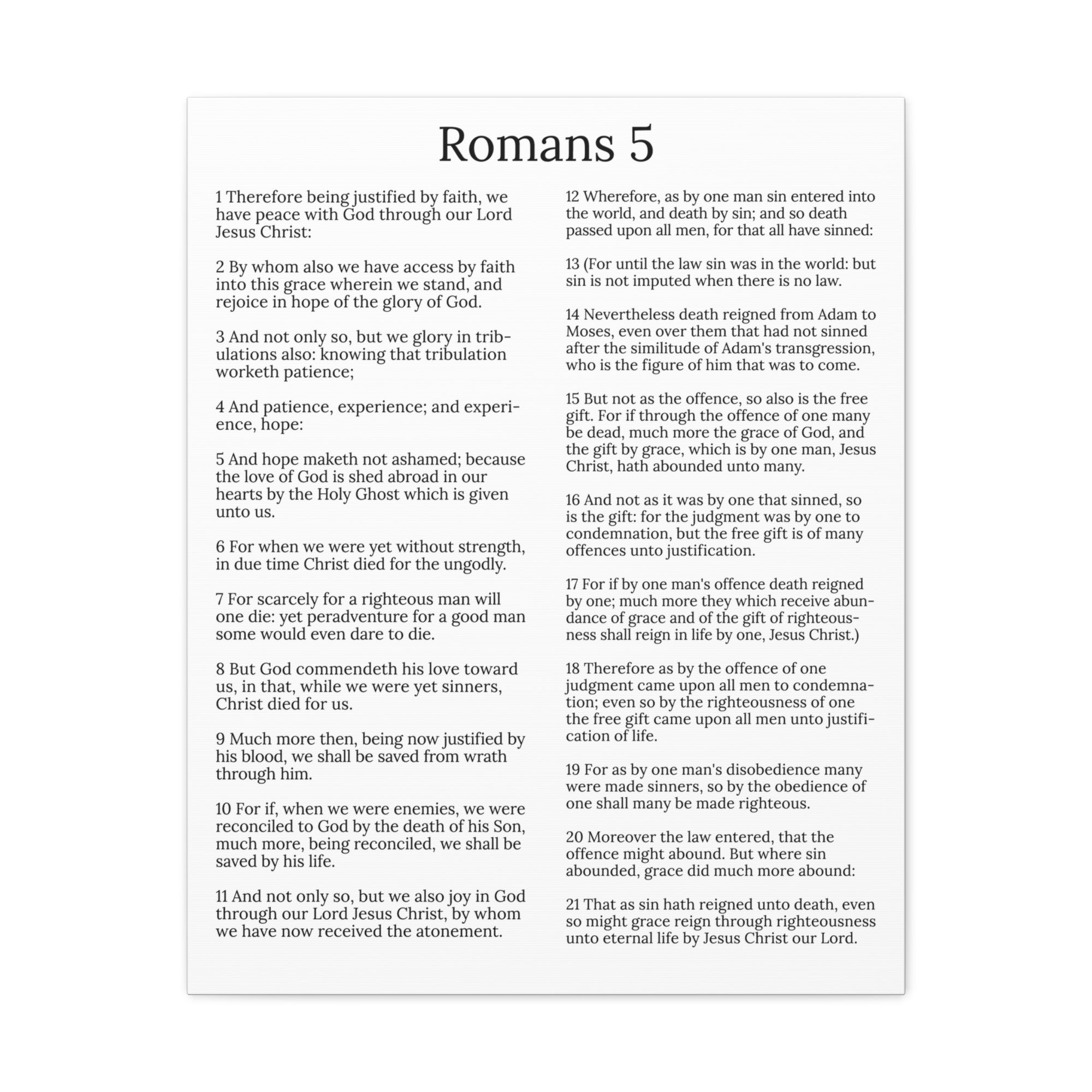 Scripture Walls Justification Romans 5 White Chapter Christian Wall Art Print Ready to Hang Unframed-Express Your Love Gifts