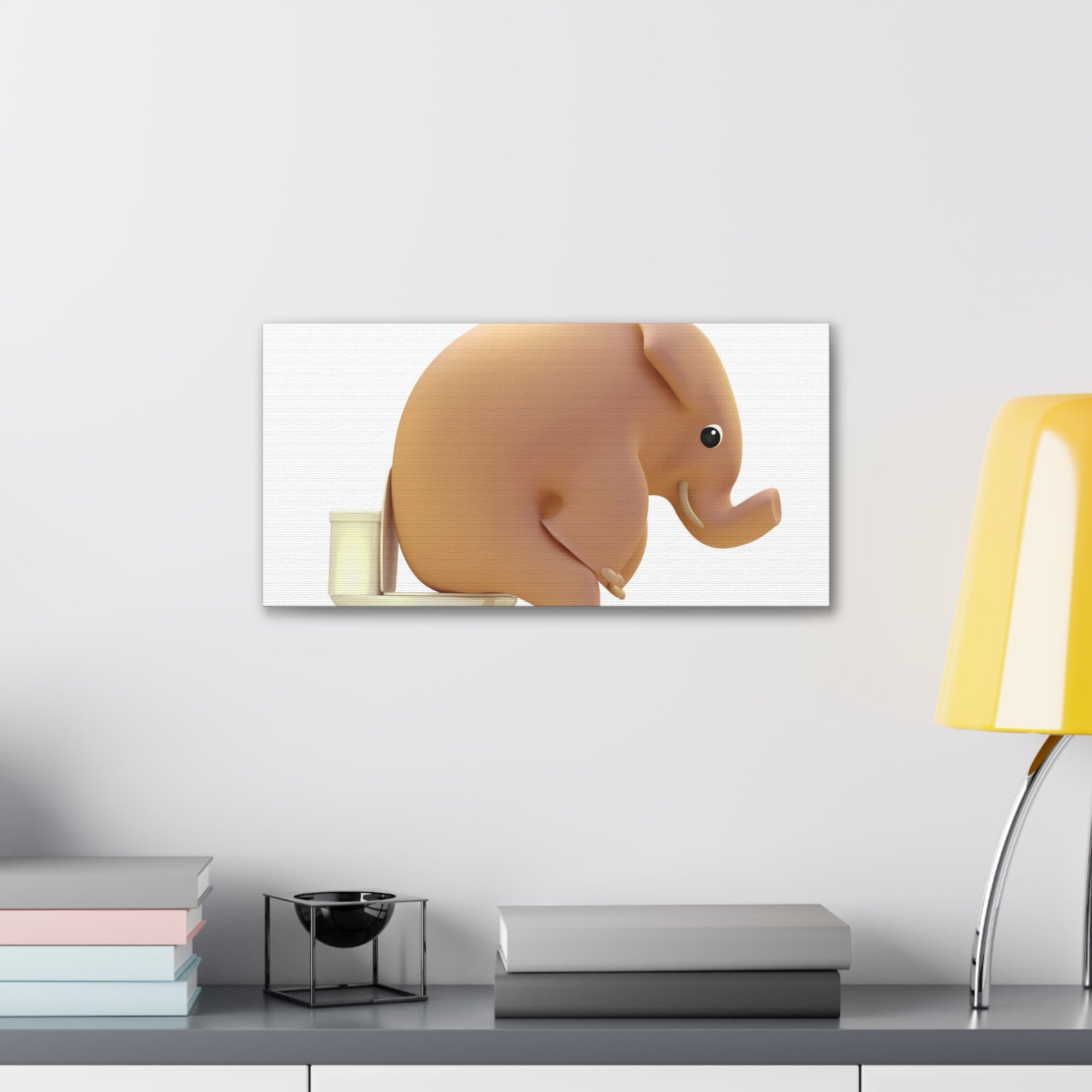 3D Elephant Seated On Toilet Funny Canvas Wall Art for Home Decor Ready-to-Hand-Express Your Love Gifts