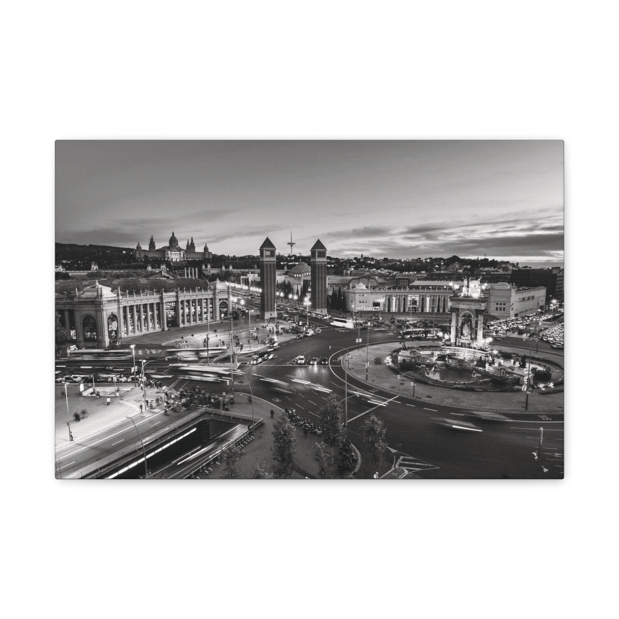 Barcelona Black And White Skyline Canvas Artwork High-Quality Breathtaking Stunning Cityscape for Home Decor Ready to Hang-Express Your Love Gifts