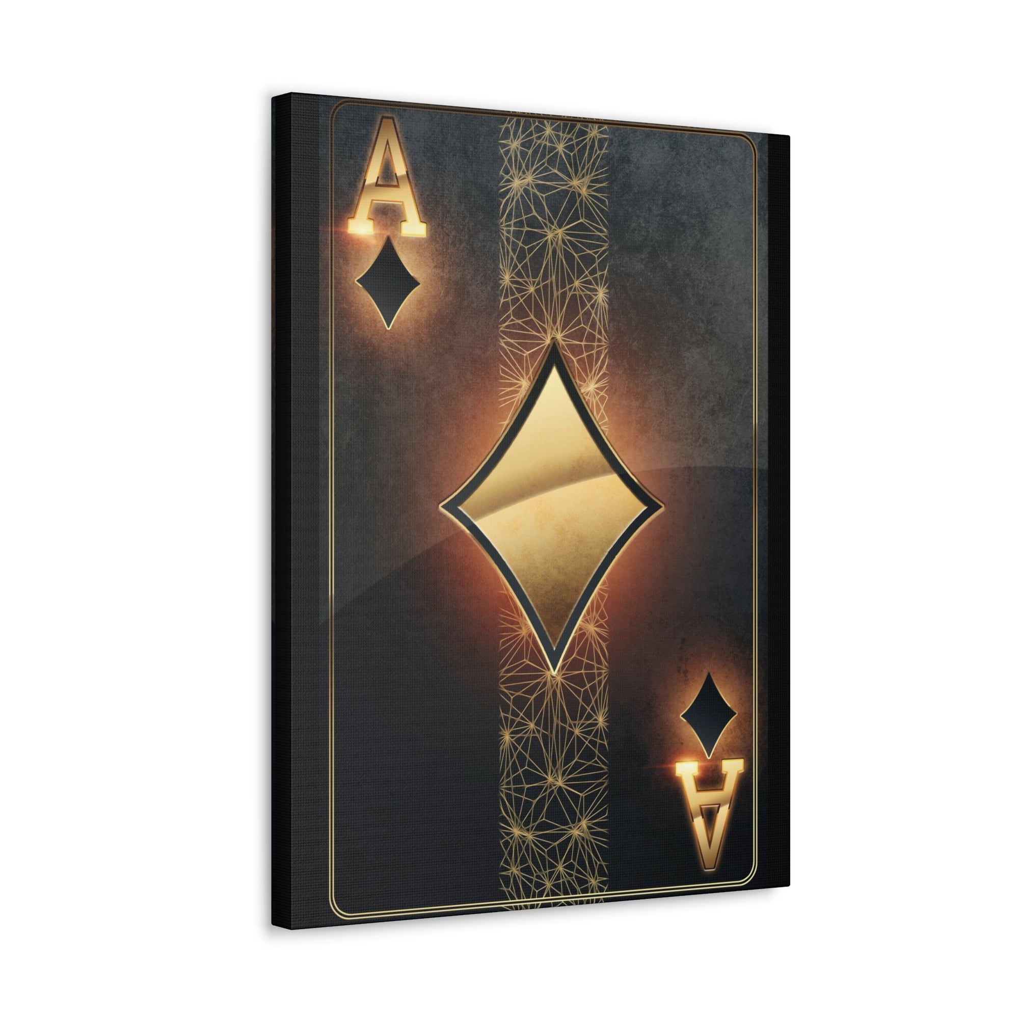 Black Gold Ace Of Diamonds Playing Card Canvas Wall Art for Home Decor Ready-to-Hang-Express Your Love Gifts