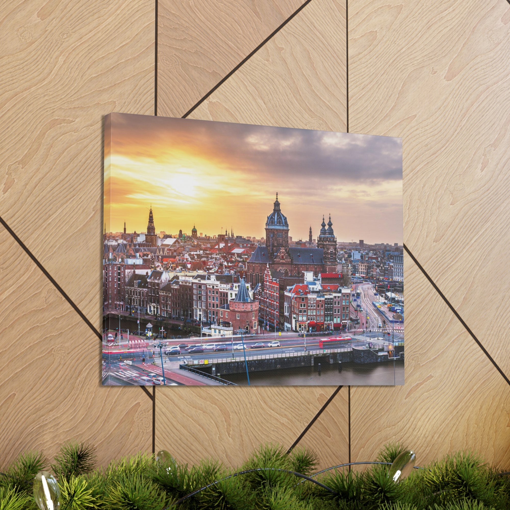 Amsterdam Daytime Skyline Canvas Artwork High-Quality Breathtaking Stunning Cityscape for Home Decor Ready to Hang-Express Your Love Gifts