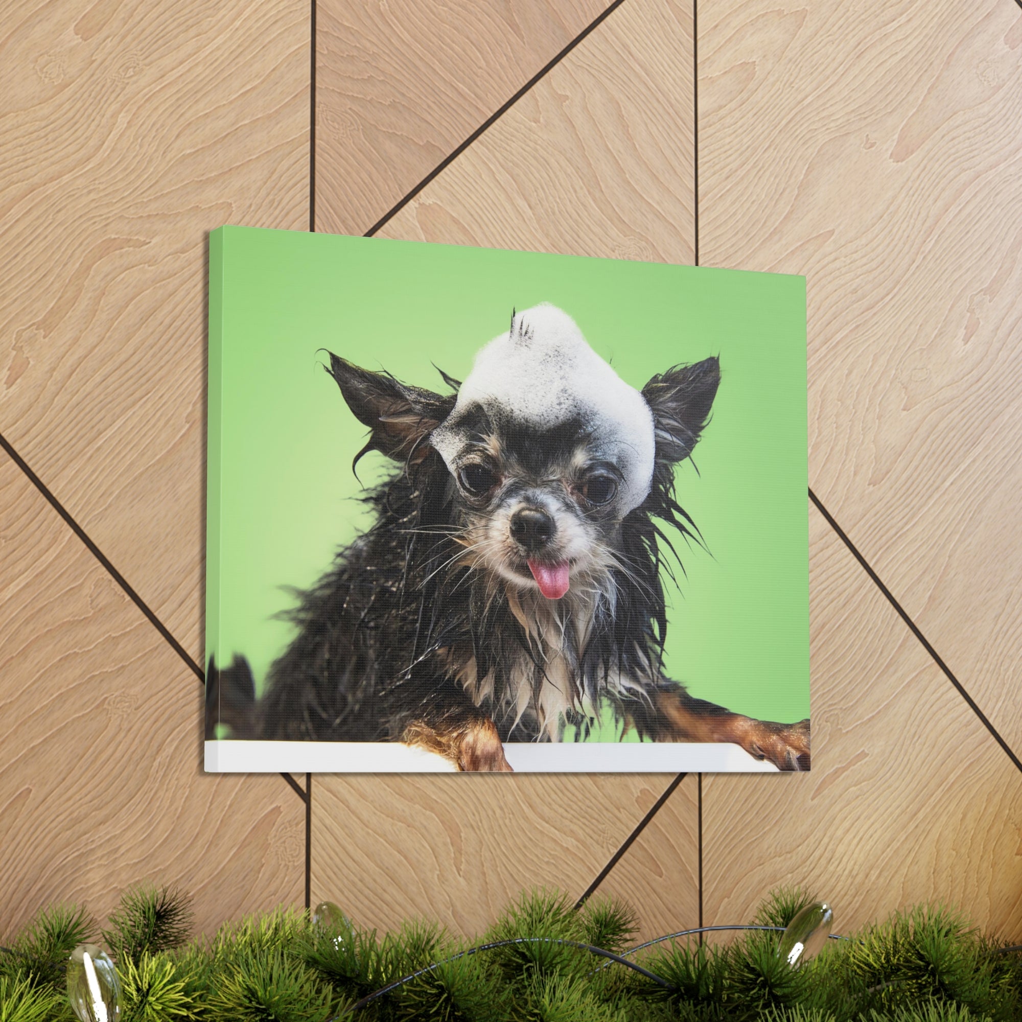 Funny Chihuahua Bath Canvas Wall Art for Home Decor Ready-to-Hang-Express Your Love Gifts