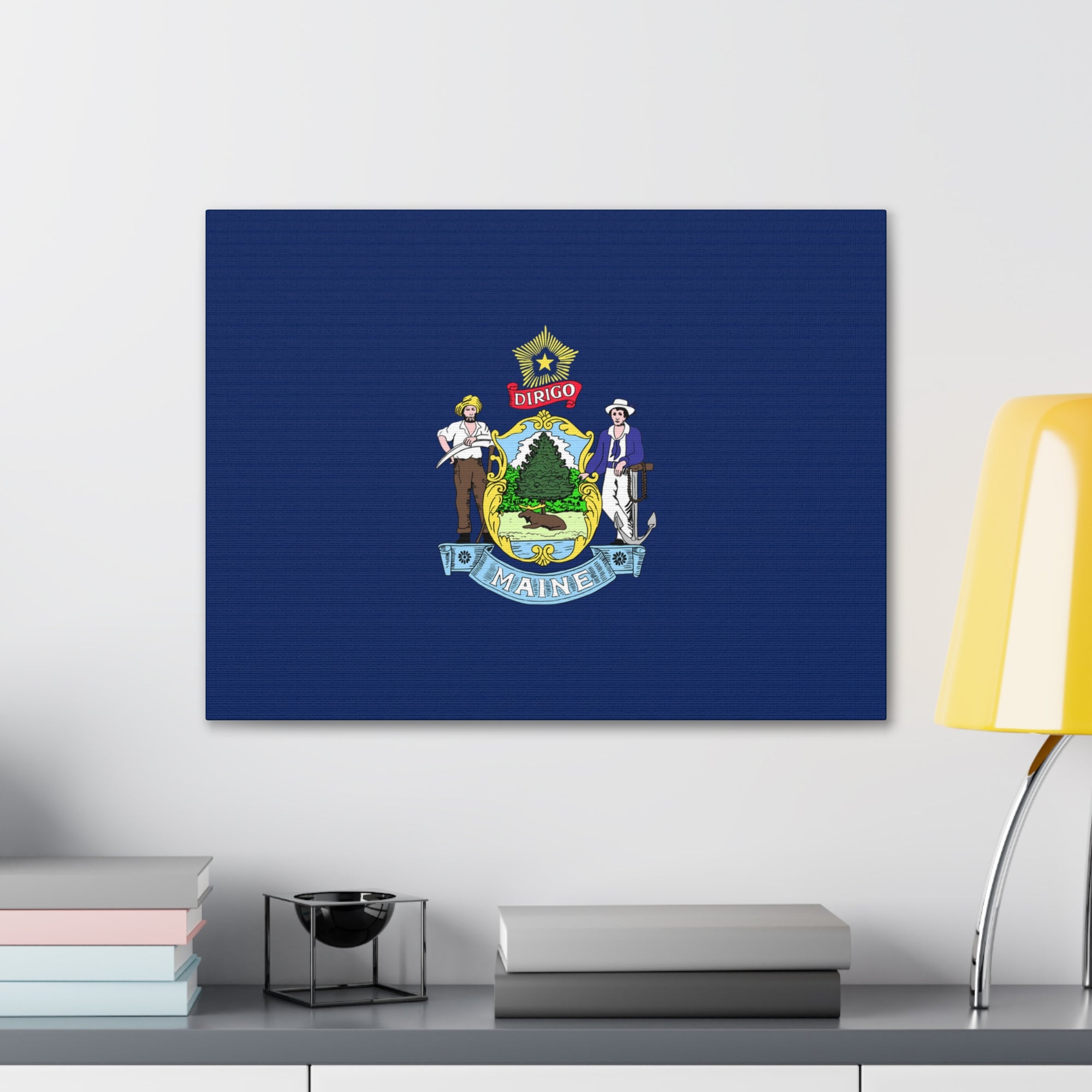 Maine Stage Flag Canvas Vibrant Wall Art Unframed Home Decor-Express Your Love Gifts