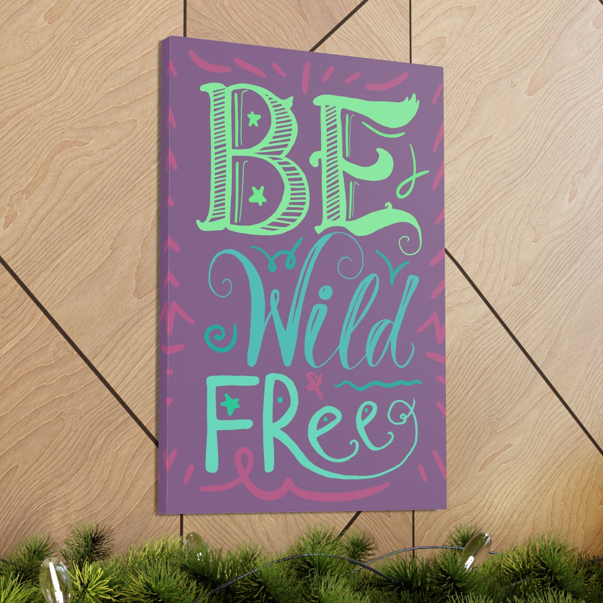 Be Wild And Free Purple Background Inspirational Canvas Wall Art for Home Decor Ready-to-Hang-Express Your Love Gifts