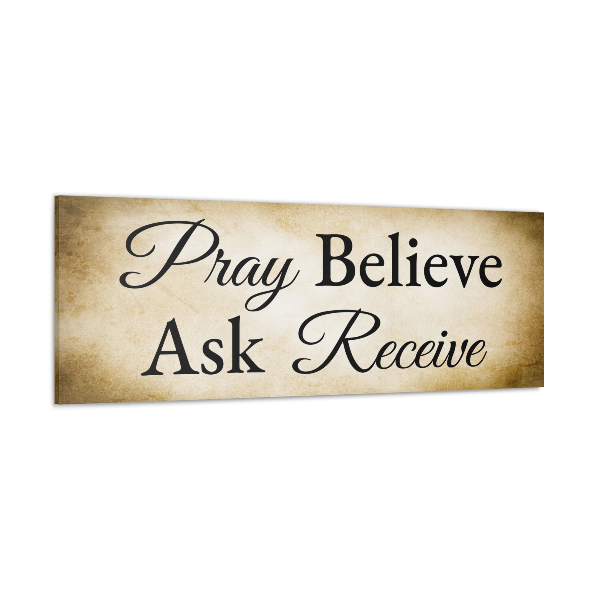 Scripture Walls Pray Believe Ask Receive Mark 11:24 Gold Bible Verse Canvas Christian Wall Art Ready to Hang Unframed-Express Your Love Gifts