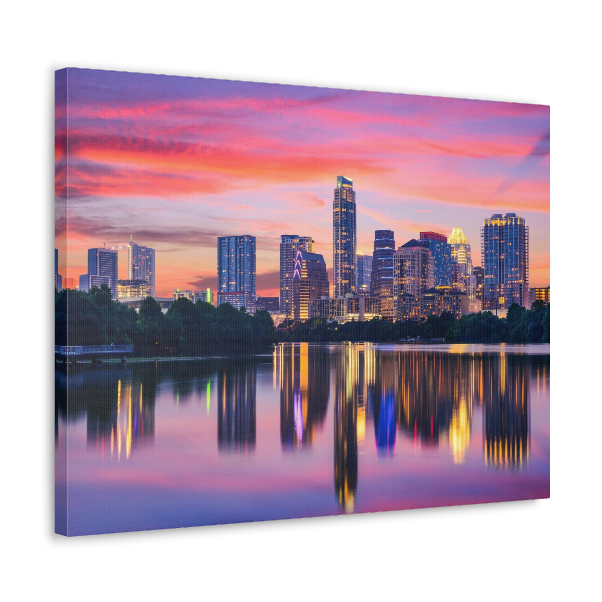 Austin Night Skyline Canvas Artwork High-Quality Breathtaking Stunning Cityscape for Home Decor Ready to Hang-Express Your Love Gifts