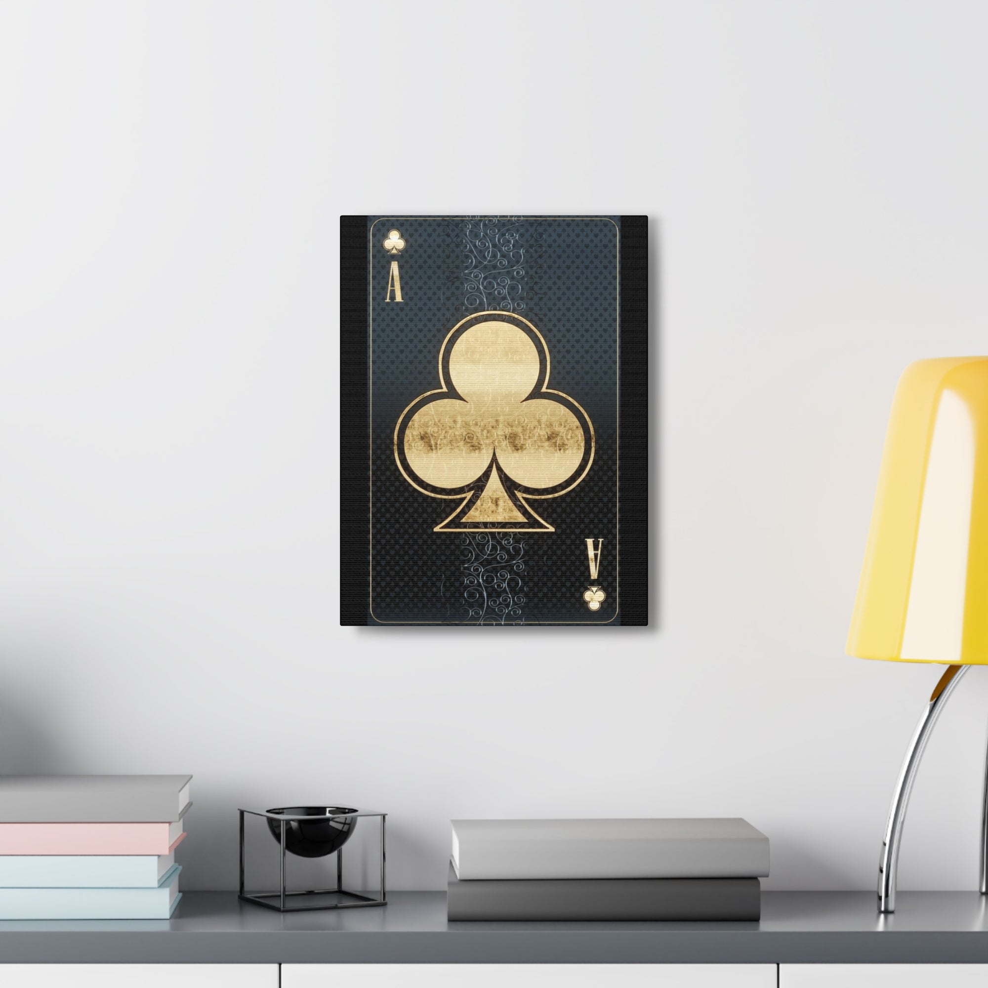 3D Casino Ace of Clubs Playing Card Canvas Wall Art for Home Decor Ready-to-Hang-Express Your Love Gifts