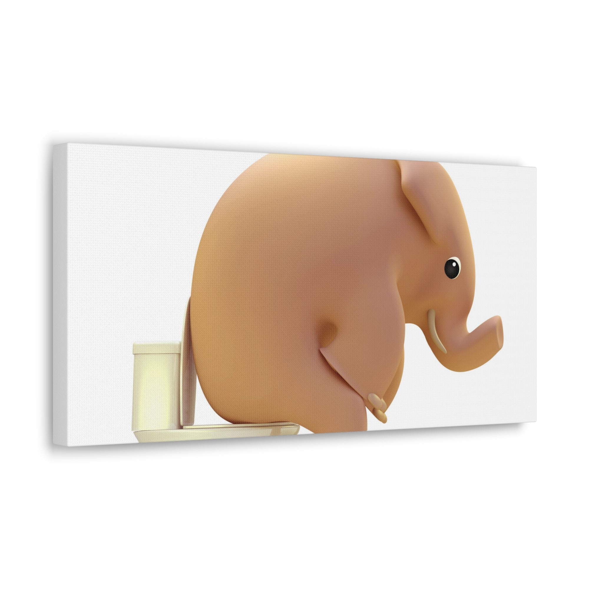 3D Elephant Seated On Toilet Funny Canvas Wall Art for Home Decor Ready-to-Hand-Express Your Love Gifts