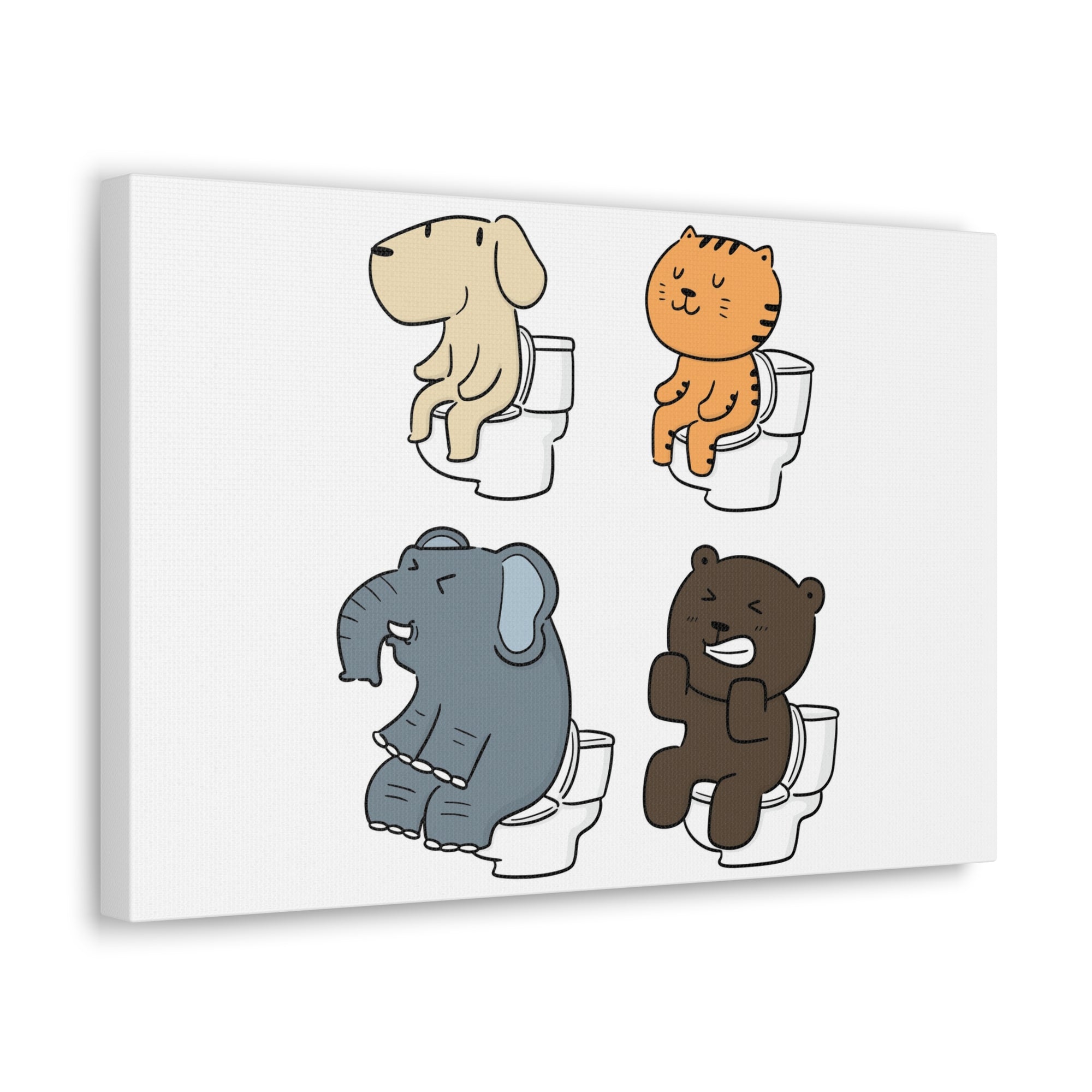 Set Of Animals Sitting On Toilet Funny Canvas Wall Art for Home Decor Ready-to-Hand-Express Your Love Gifts