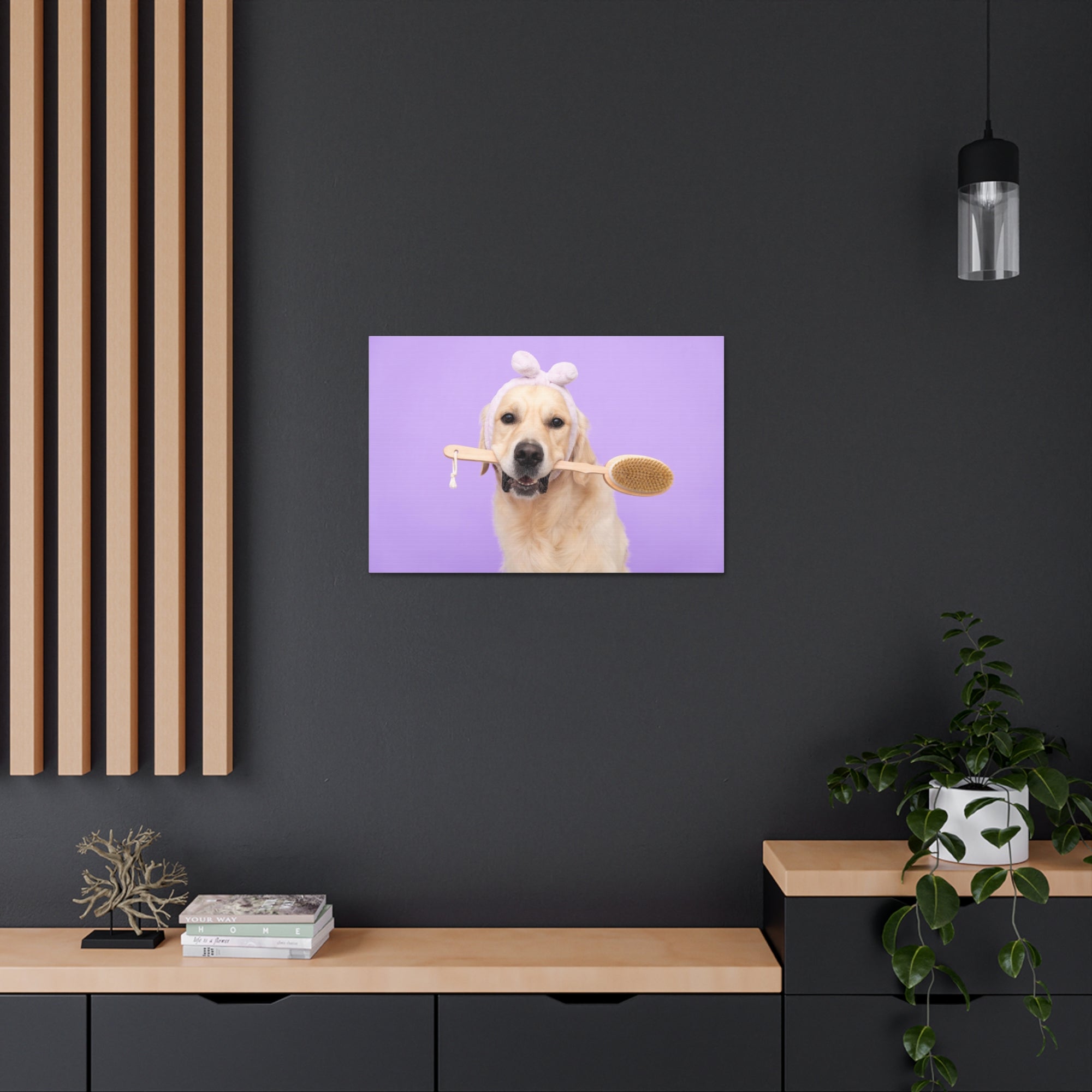 Funny Golden Retriever Bathee Canvas Wall Art for Home Decor Ready-to-Hang-Express Your Love Gifts