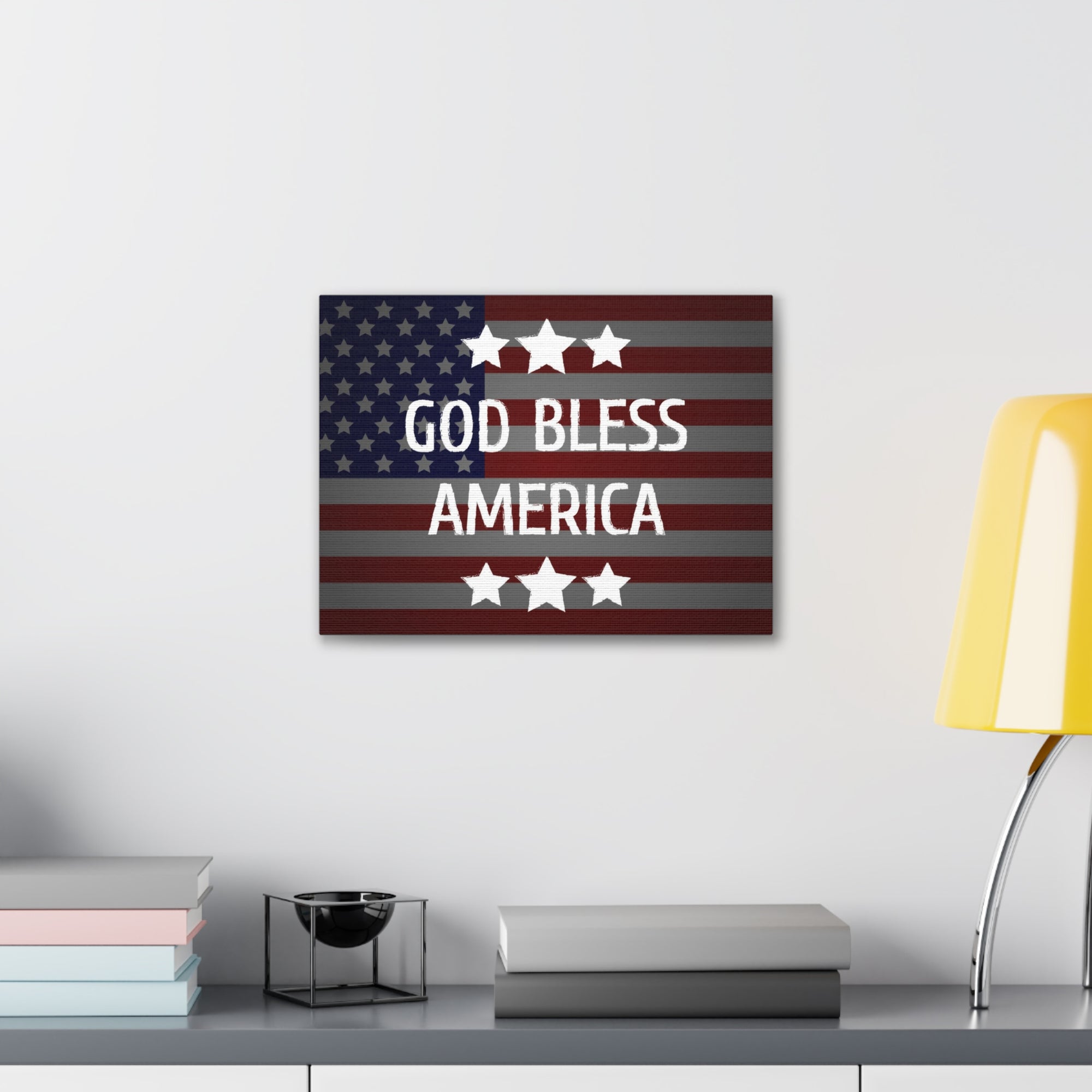 God Bless America Flag Day Concept Canvas Wall Art for Home Decor Ready-to-Hang-Express Your Love Gifts