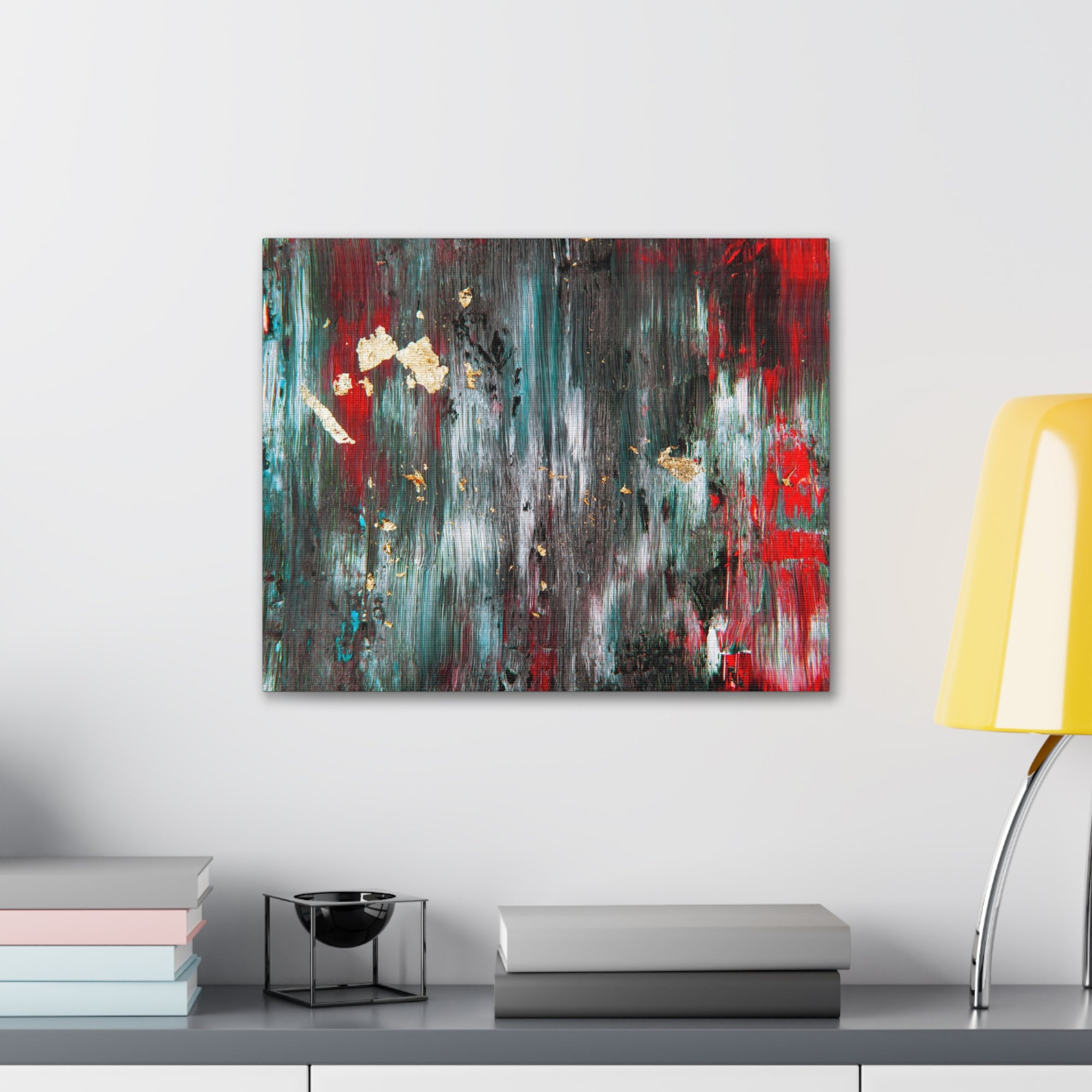 Abstract Art Gold Textured White Red Black Brushstrokes Painting Canvas Wall Art for Home Decor Ready-to-Hang-Express Your Love Gifts