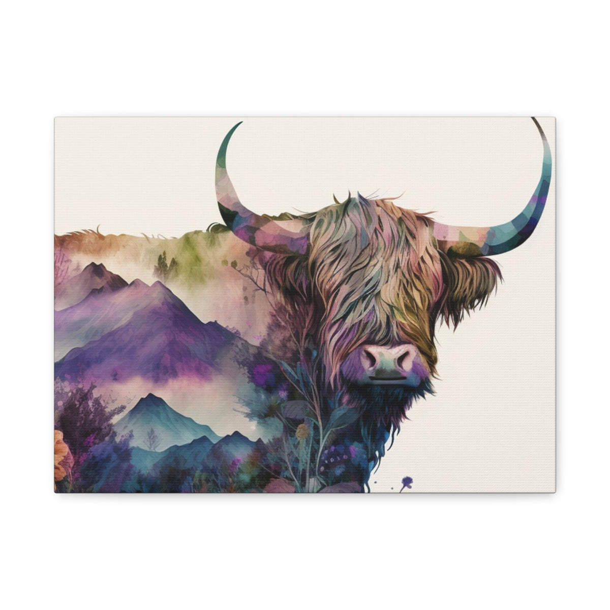 Bison Standing In Flower Field Buffalo Art Canvas Wall Art for Home Decor Ready-to-Hang-Express Your Love Gifts