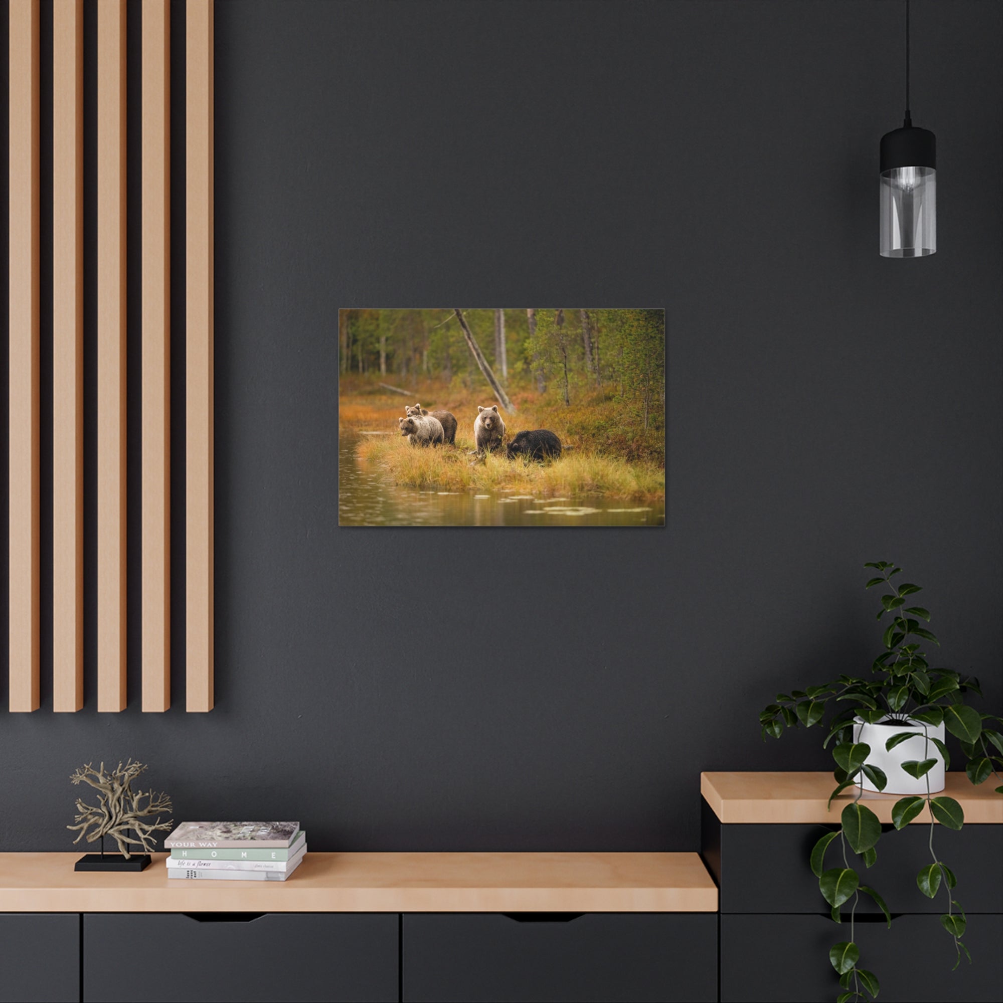 Bears In Spring Forest Nature Wilderness Photography Canvas Wall Art for Home Decor Ready-to-Hang-Express Your Love Gifts