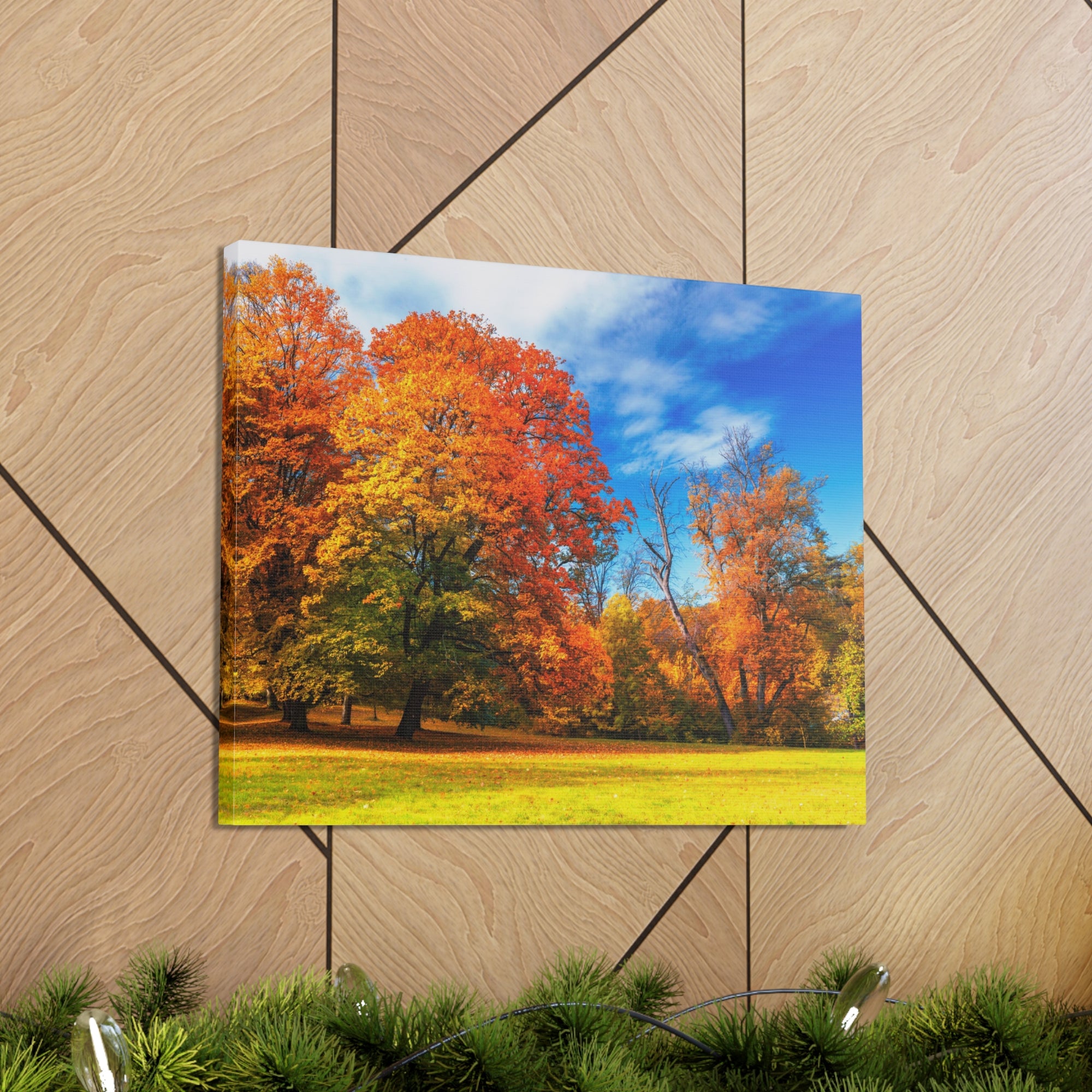 Autumn Fall Scene Beautiful Autumn Forest Path Beauty Nature Scene Bright Light Sun Wall Art Ready to Hang-Express Your Love Gifts