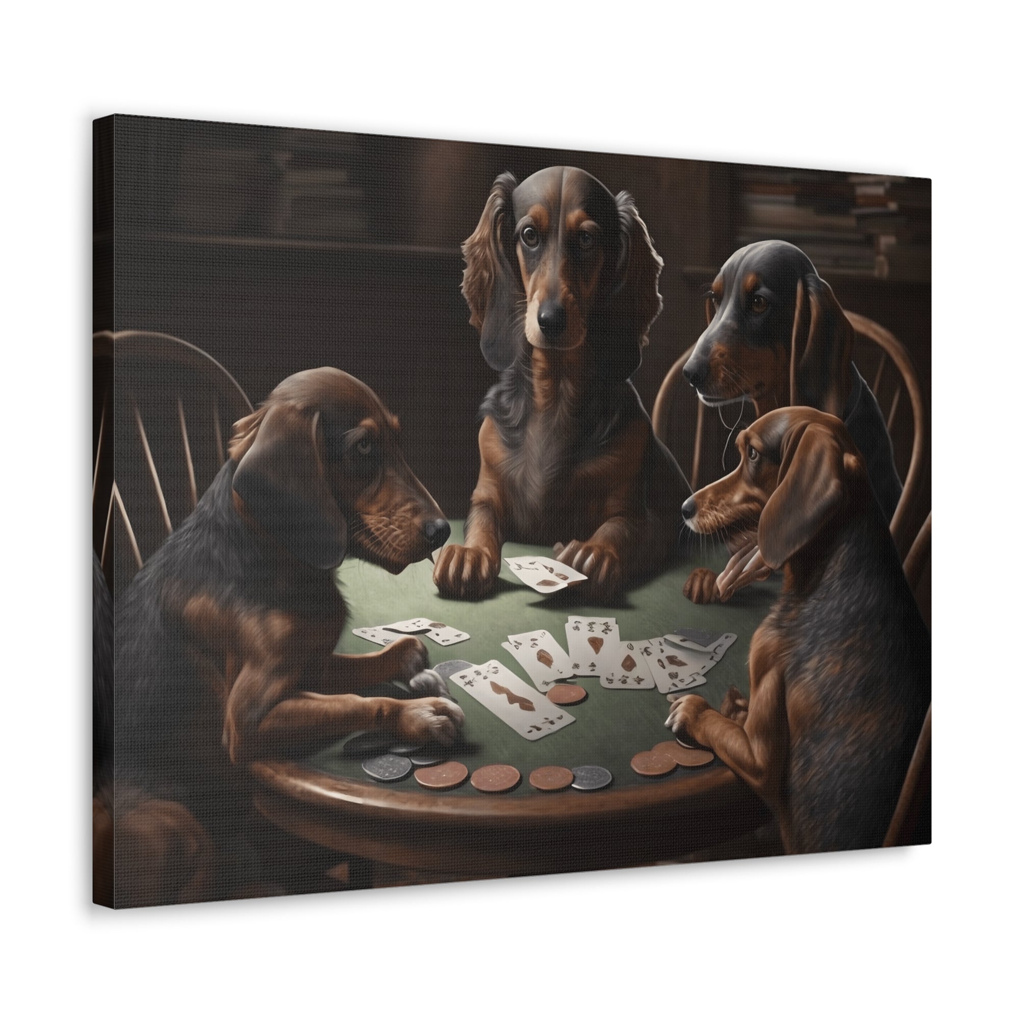 Painting Dogs Playing Poker Funny Game Animals Playing Card Canvas Wall Art for Home Decor Ready-to-Hang-Express Your Love Gifts