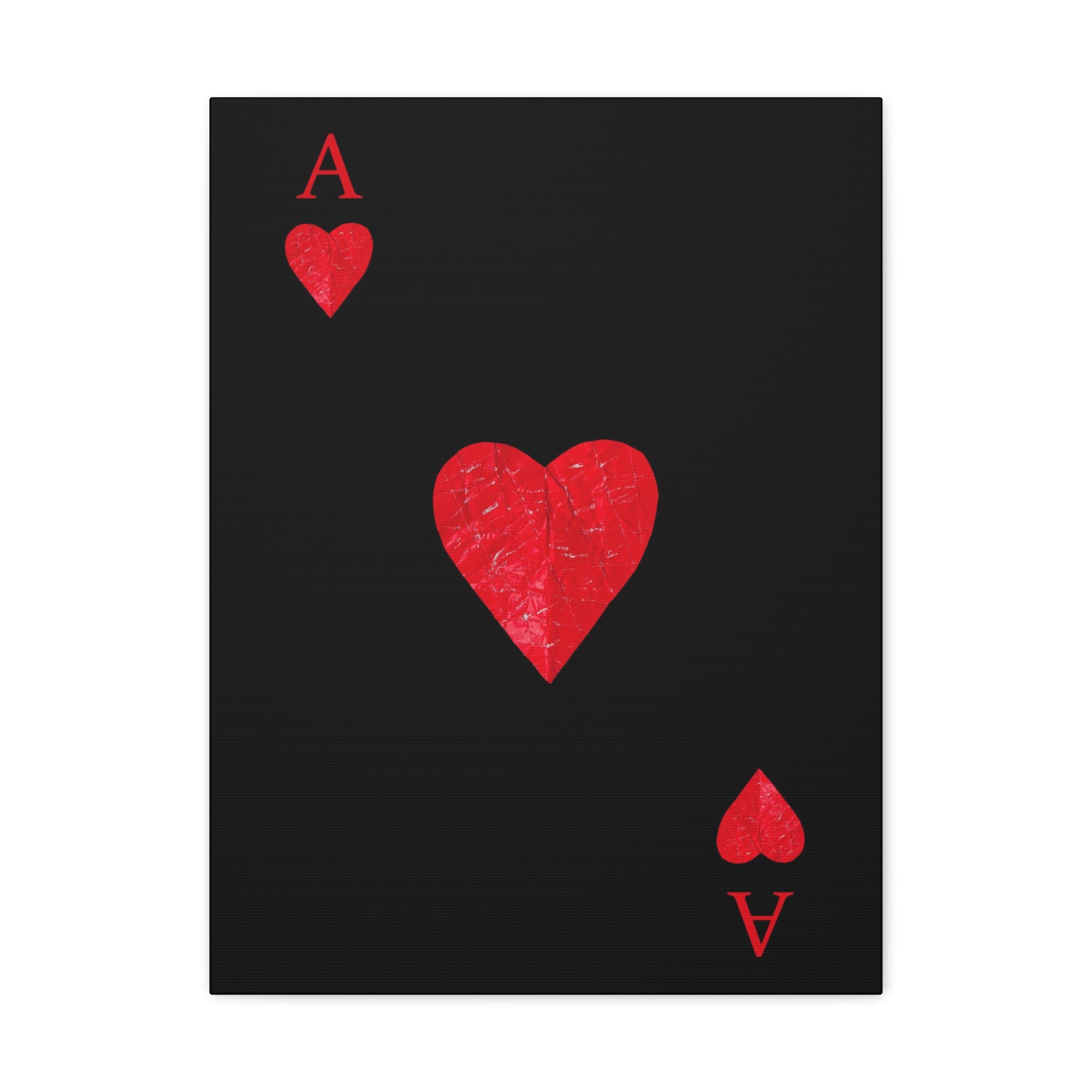 Ace Of Hearts Black Surface Playing Card Canvas Wall Art for Home Decor Ready-to-Hang-Express Your Love Gifts