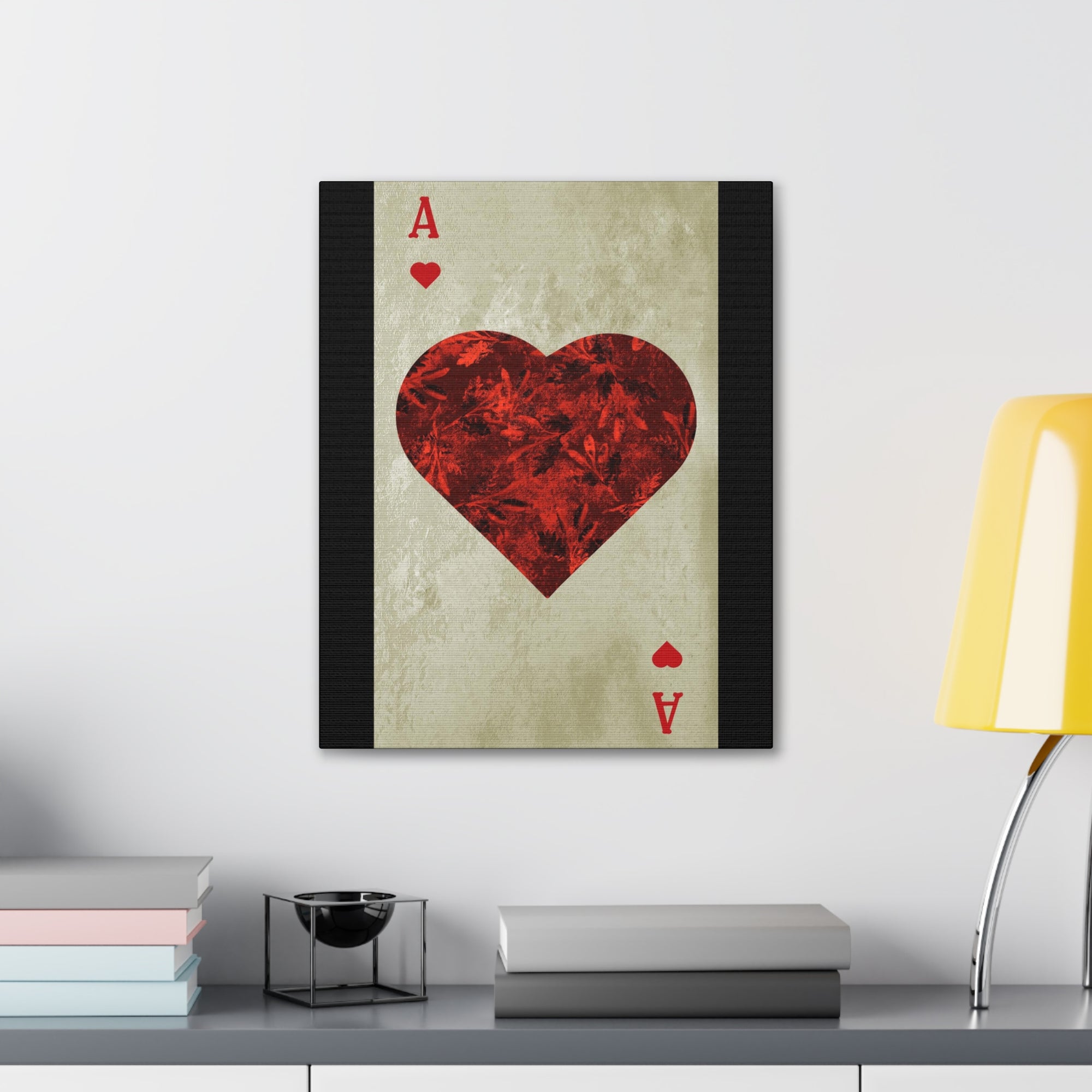 Ace Of Hearts Playing Card Canvas Wall Art for Home Decor Ready-to-Hang-Express Your Love Gifts