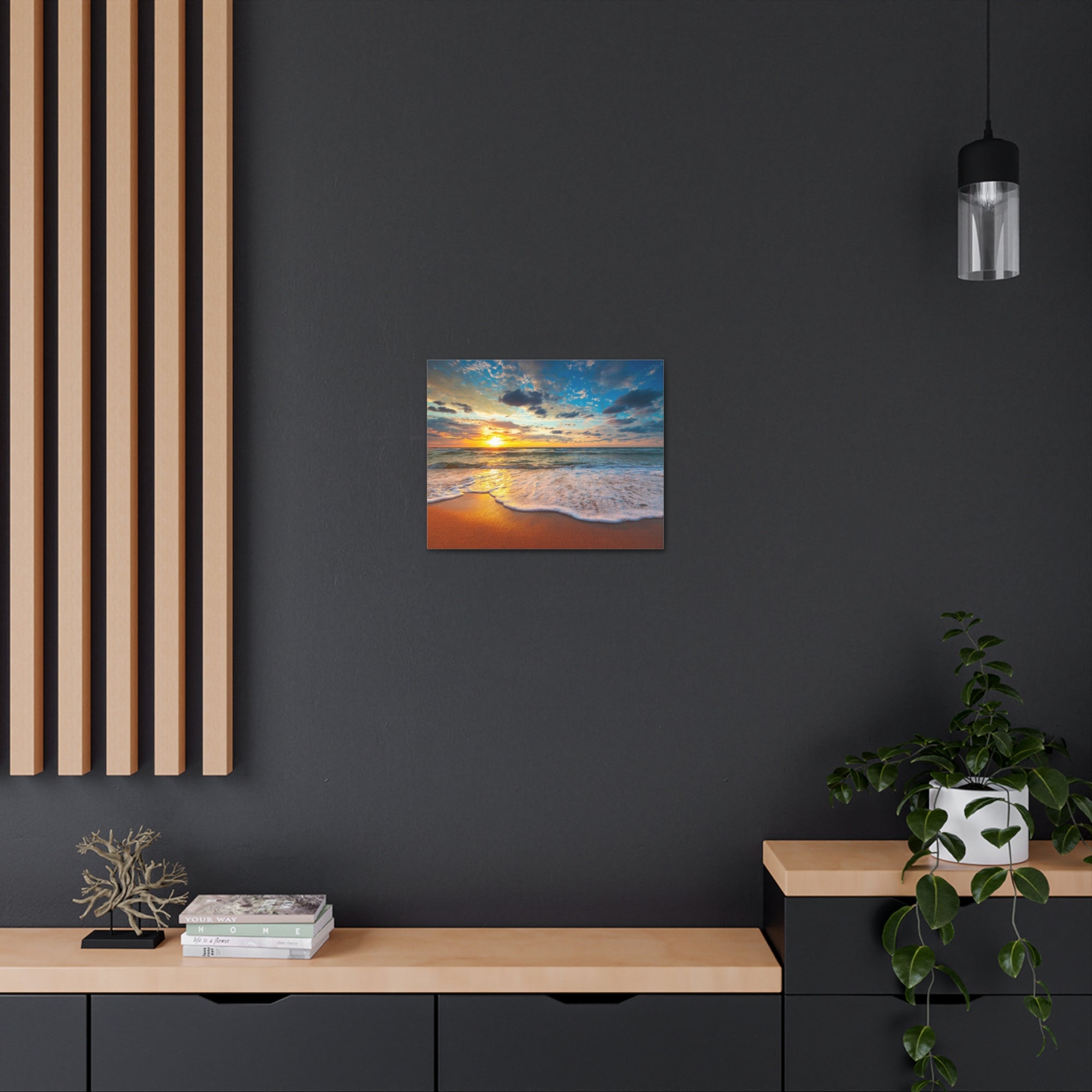 Beach Sunrise Tropical Sea Ocean Canvas Wall Art for Home Decor Ready-to-Hang-Express Your Love Gifts