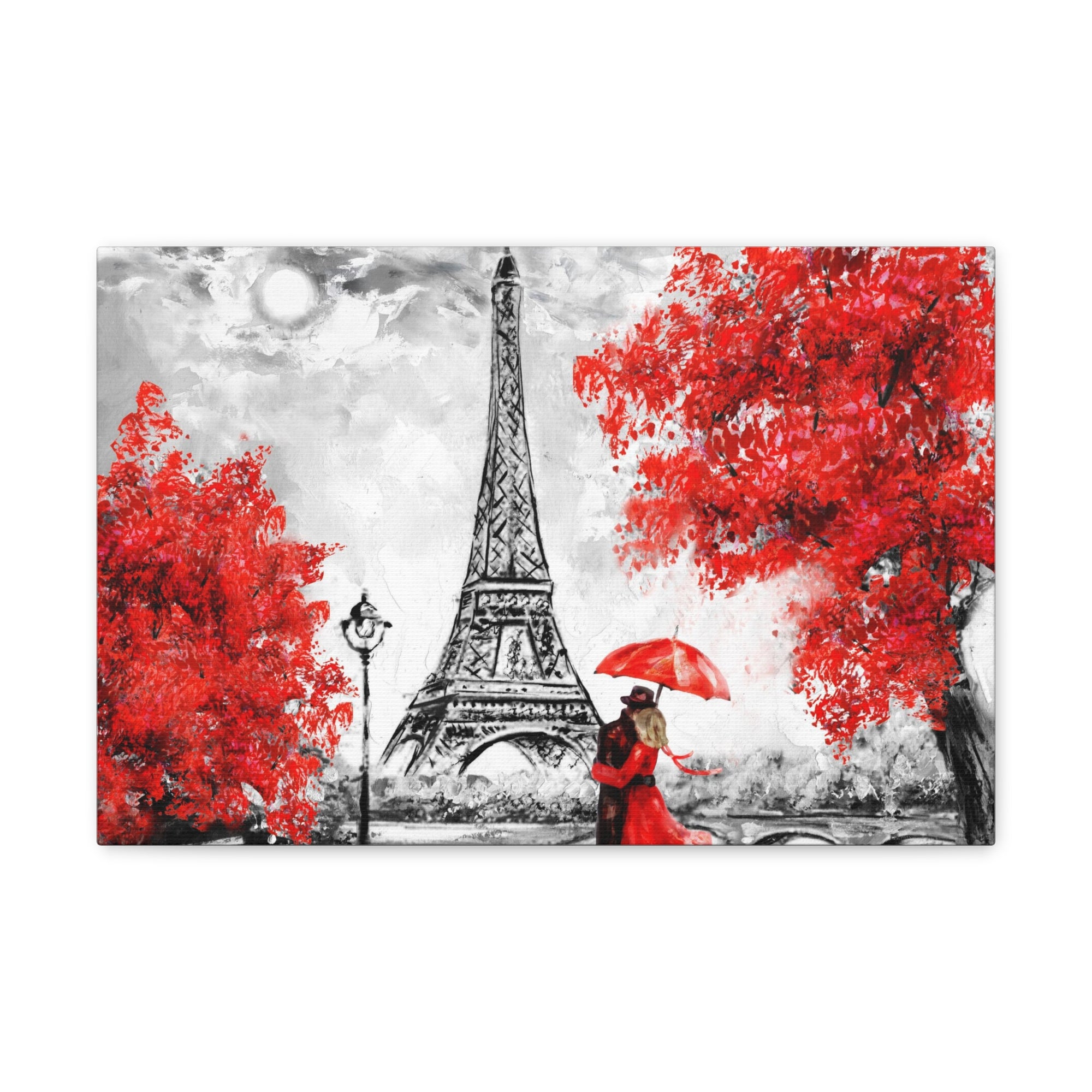 PARIS GICLEE CANVAS, Maison Catherine, Parisian Print, Montmartre Sketch, Stretched Canvas, on sale French Drawing, Paris Painting, Red Home Decor