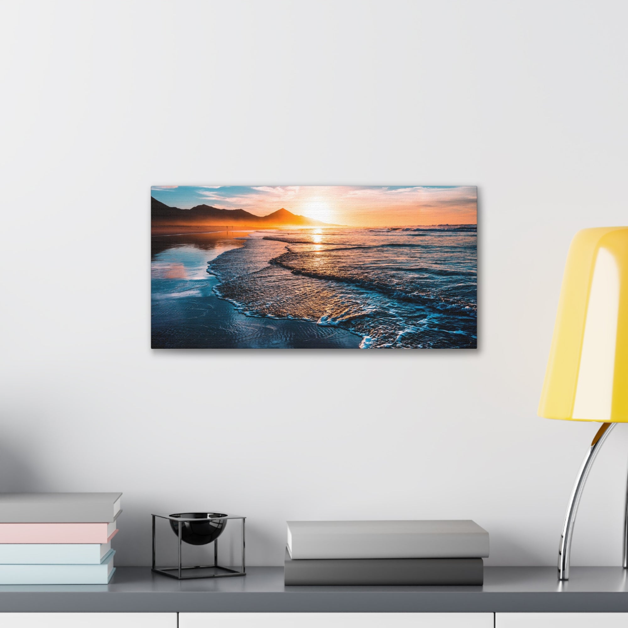 Beach Sunset Endless Horizon Ocean Canvas Wall Art for Home Decor Ready-to-Hang-Express Your Love Gifts