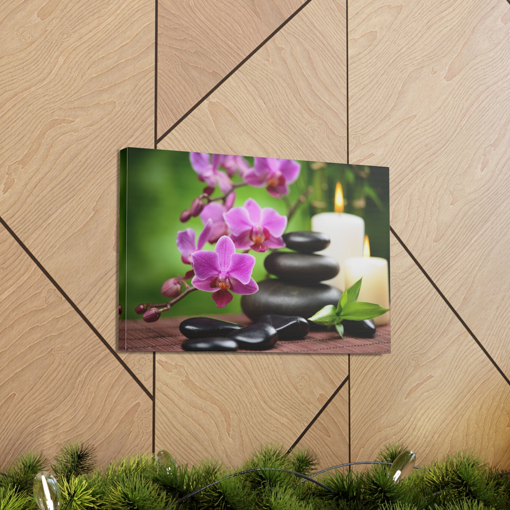 Bamboo on the Wood Forest Floral Nature Photography Canvas Wall Art for Home Decor Ready-to-Hang-Express Your Love Gifts