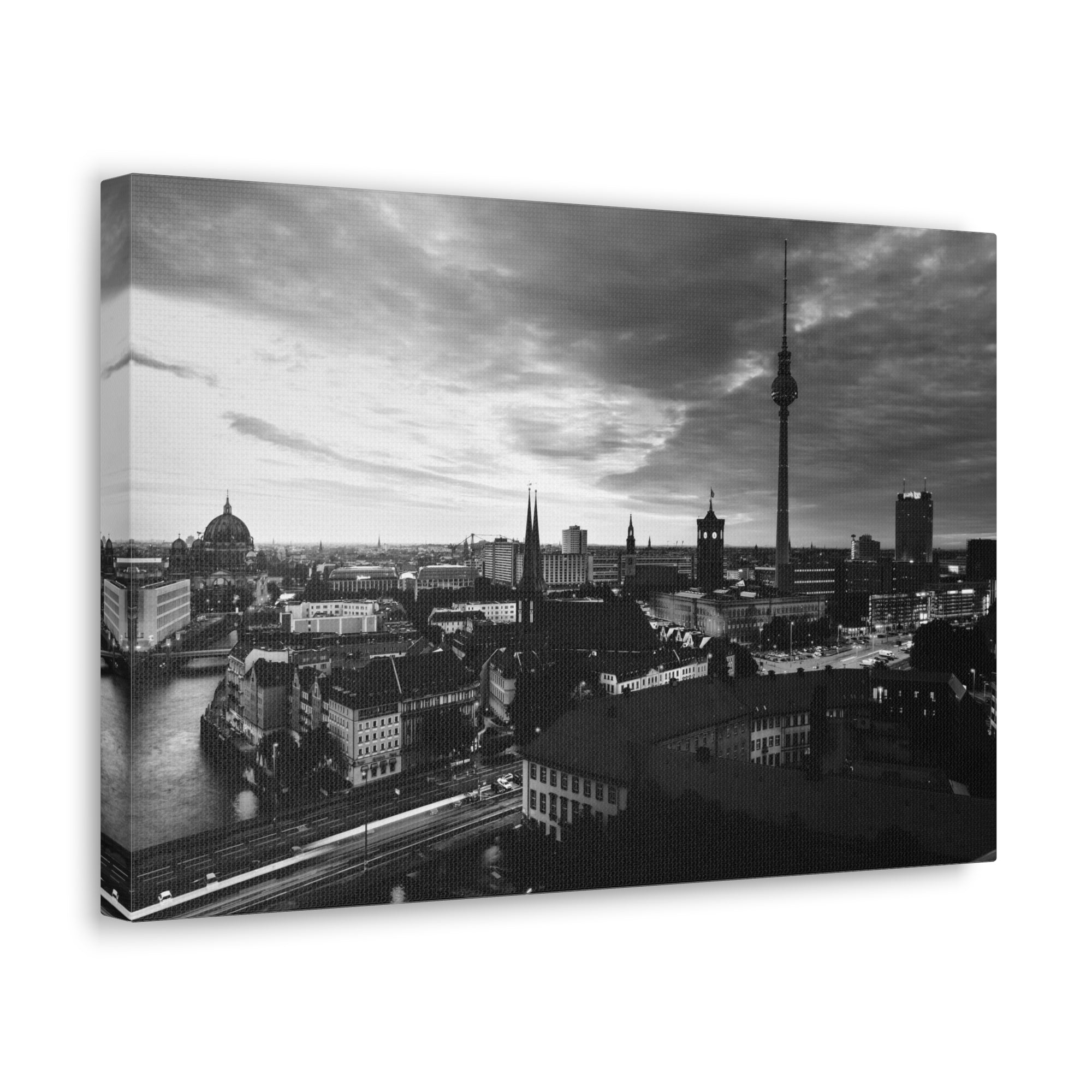 Berlin Black And White Skyline Canvas Artwork High-Quality Breathtaking Stunning Cityscape for Home Decor Ready to Hang-Express Your Love Gifts