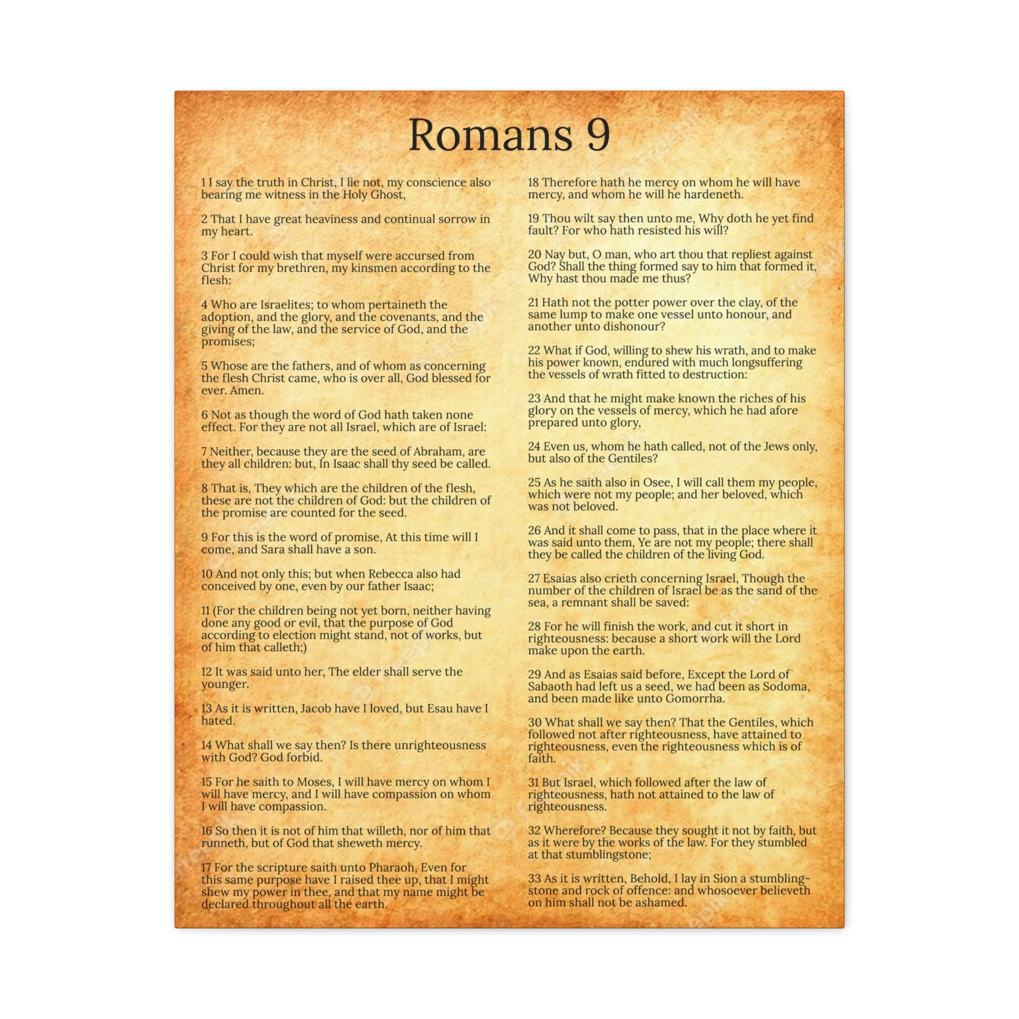 Scripture Walls Romans 9 Chapter Gold God’s Sovereign Choice Christian Wall Art Print Ready to Hang Unframed-Express Your Love Gifts