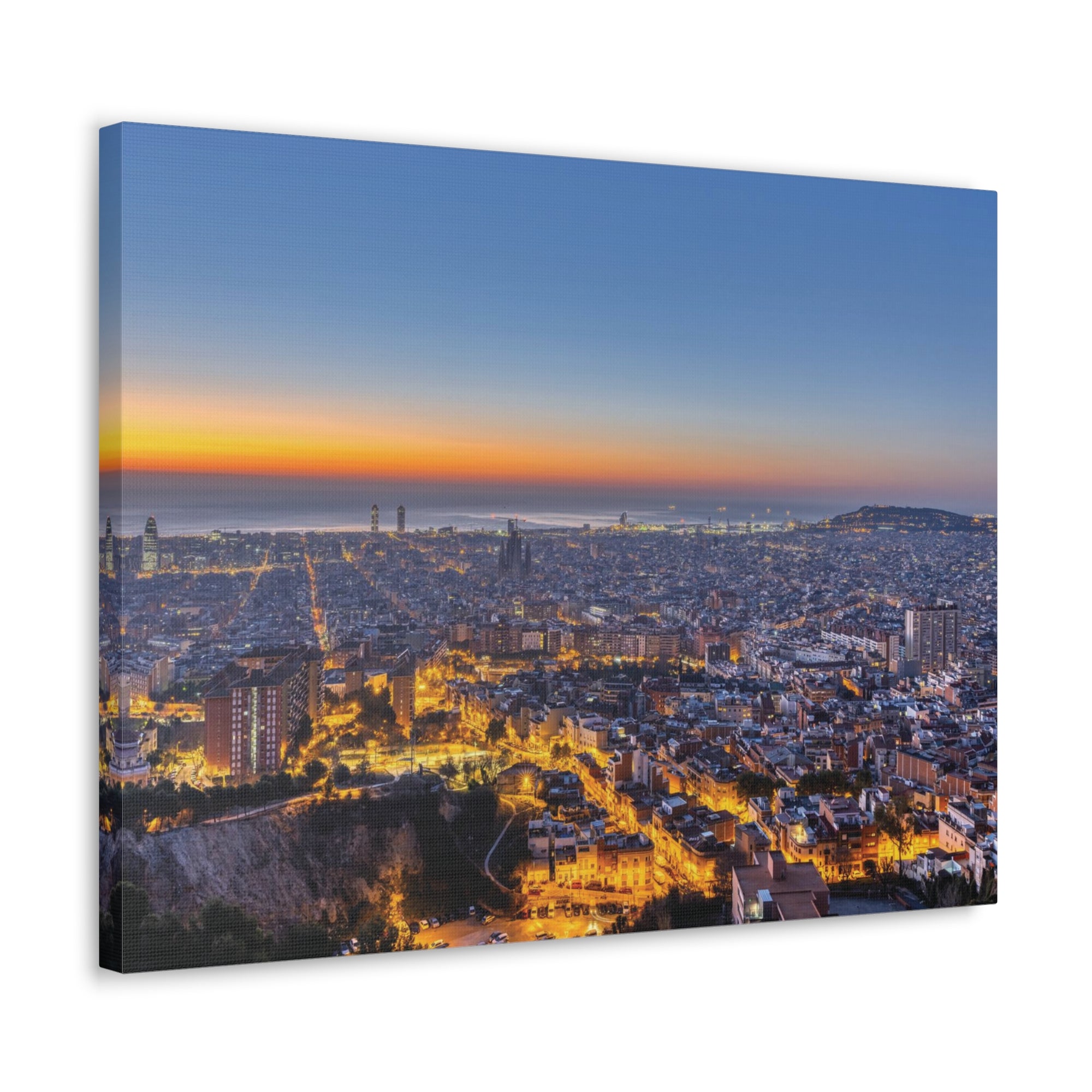 Barcelona Night Skyline Canvas Artwork High-Quality Breathtaking Stunning Cityscape for Home Decor Ready to Hang-Express Your Love Gifts