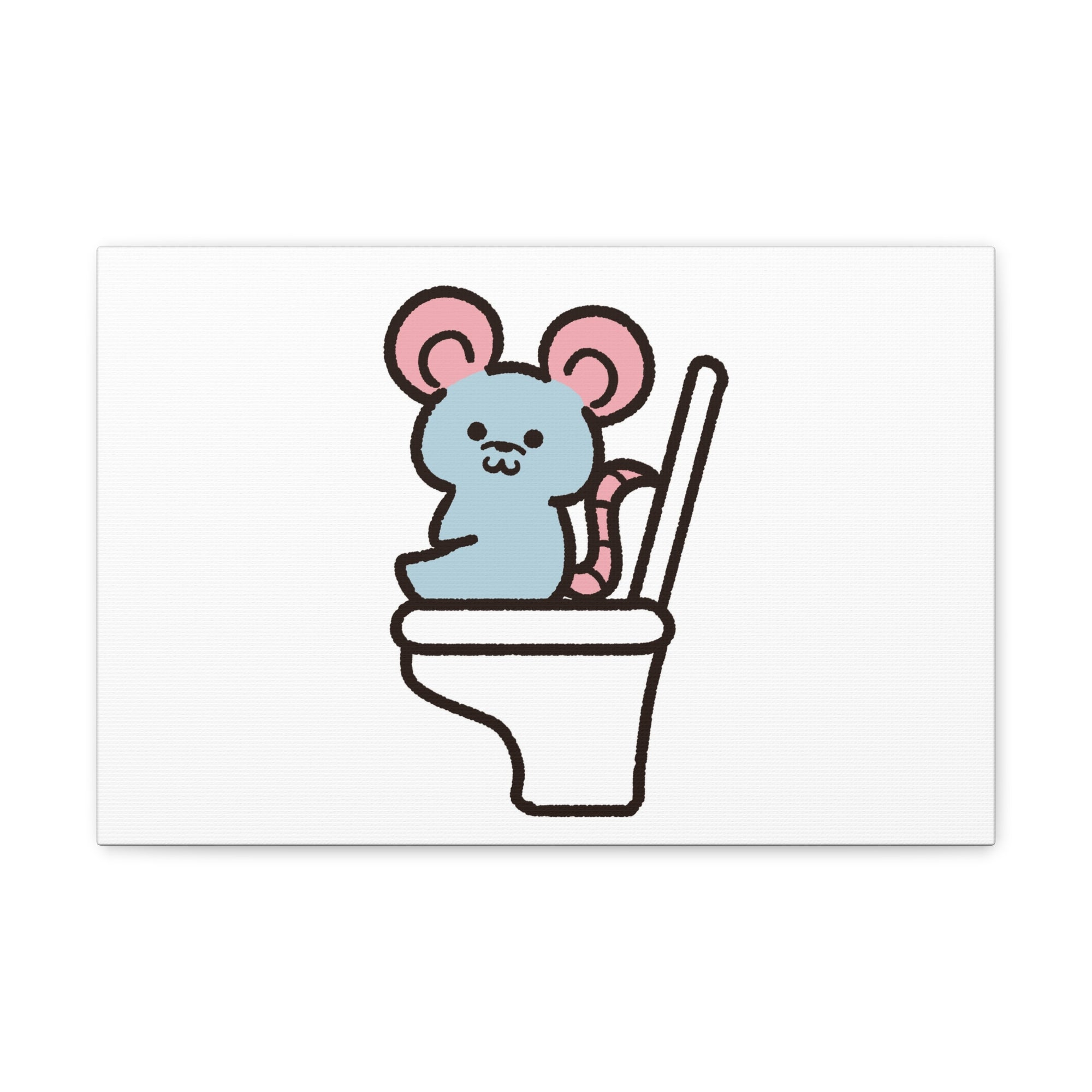 Cartoon Mouse Sitting On Toilet Funny Canvas Wall Art for Home Decor Ready-to-Hand-Express Your Love Gifts