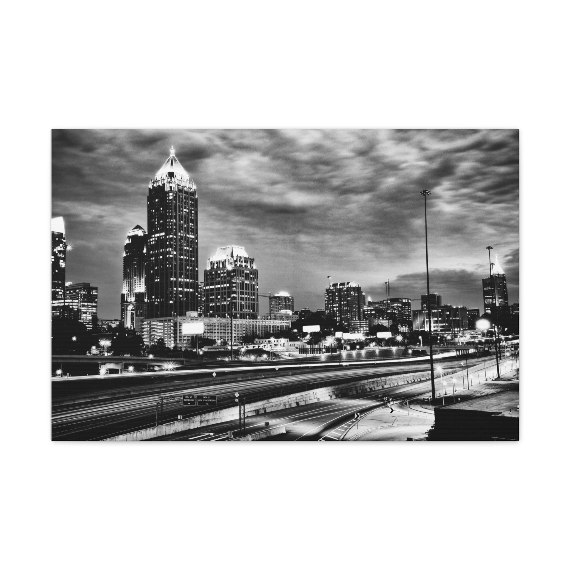 Atlanta Black And White Skyline Canvas Artwork High-Quality Breathtaking Stunning Cityscape for Home Decor Ready to Hang-Express Your Love Gifts