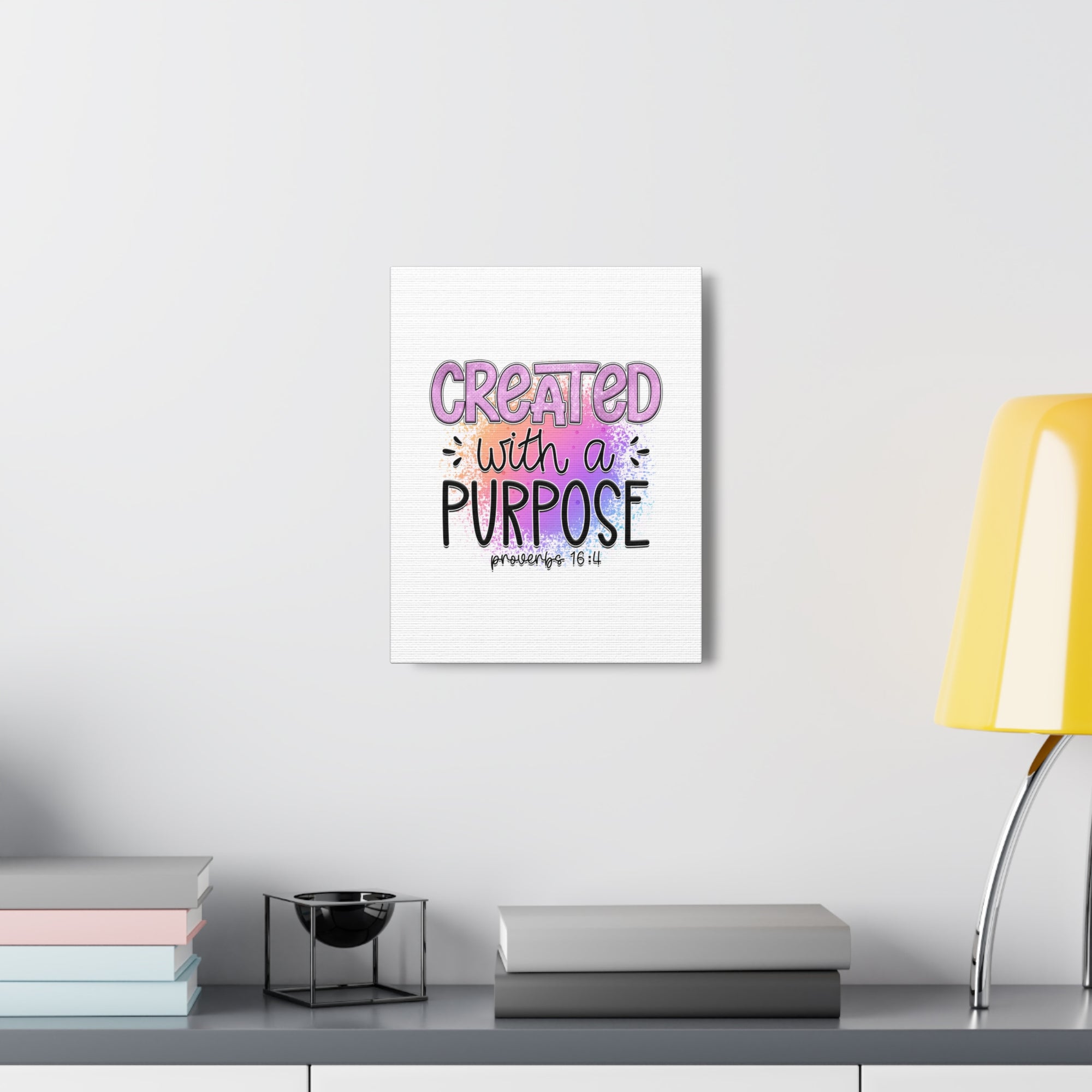 Scripture Walls Proverbs 16:4 Created With a Purpose Purple Bible Verse Canvas Christian Wall Art Ready to Hang Unframed-Express Your Love Gifts