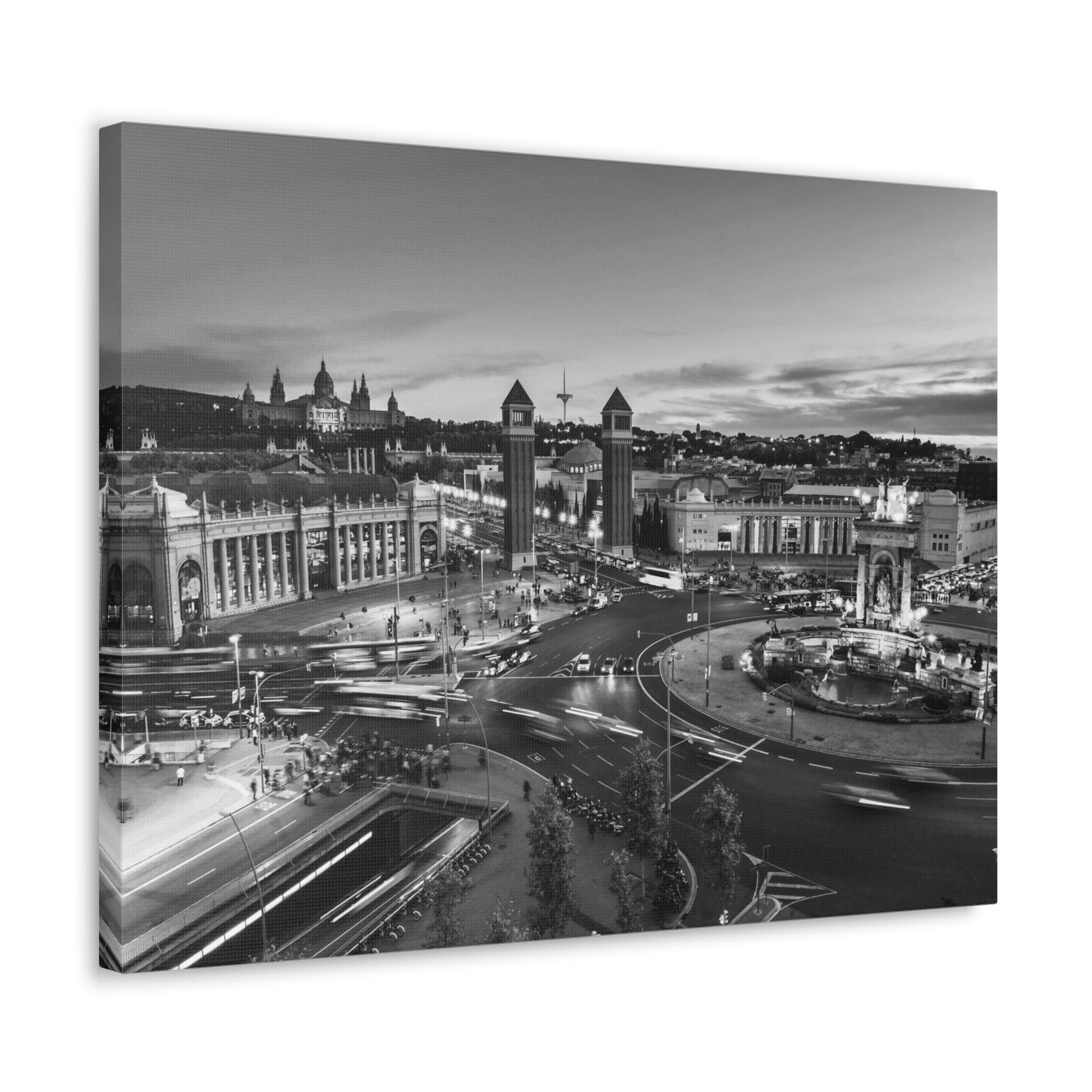 Barcelona Black And White Skyline Canvas Artwork High-Quality Breathtaking Stunning Cityscape for Home Decor Ready to Hang-Express Your Love Gifts