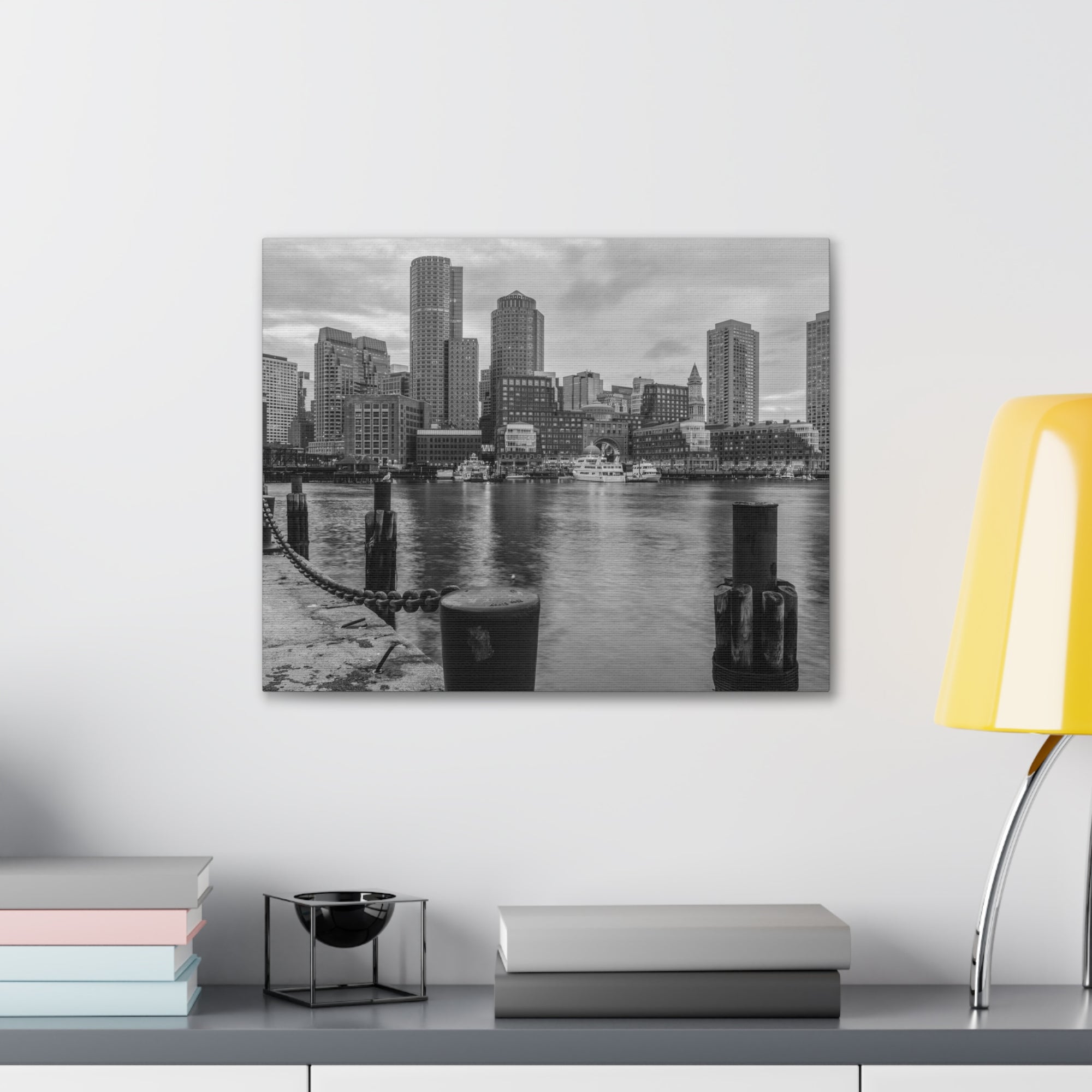 Boston Black And White Skyline Canvas Artwork High-Quality Breathtaking Stunning Cityscape for Home Decor Ready to Hang-Express Your Love Gifts