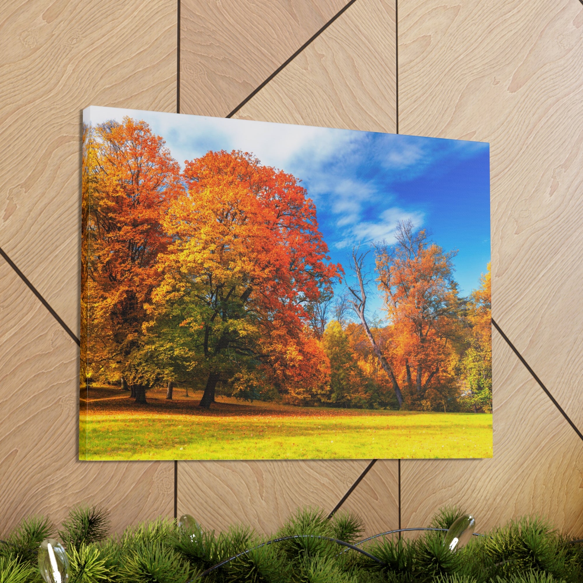 Autumn Fall Scene Beautiful Autumn Forest Path Beauty Nature Scene Bright Light Sun Wall Art Ready to Hang-Express Your Love Gifts