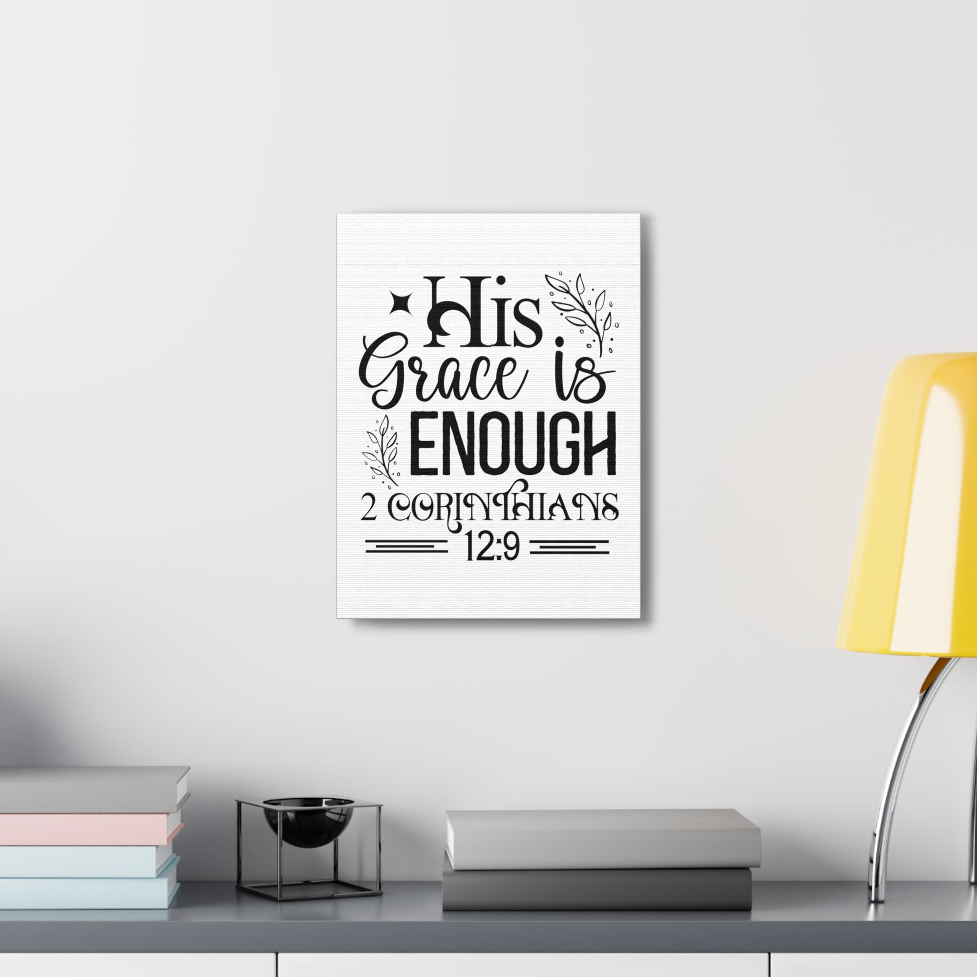 Scripture Walls 2 Corinthians 12:9 His Grace is Enough Bible Verse Canvas Christian Wall Art Ready to Hang Unframed-Express Your Love Gifts