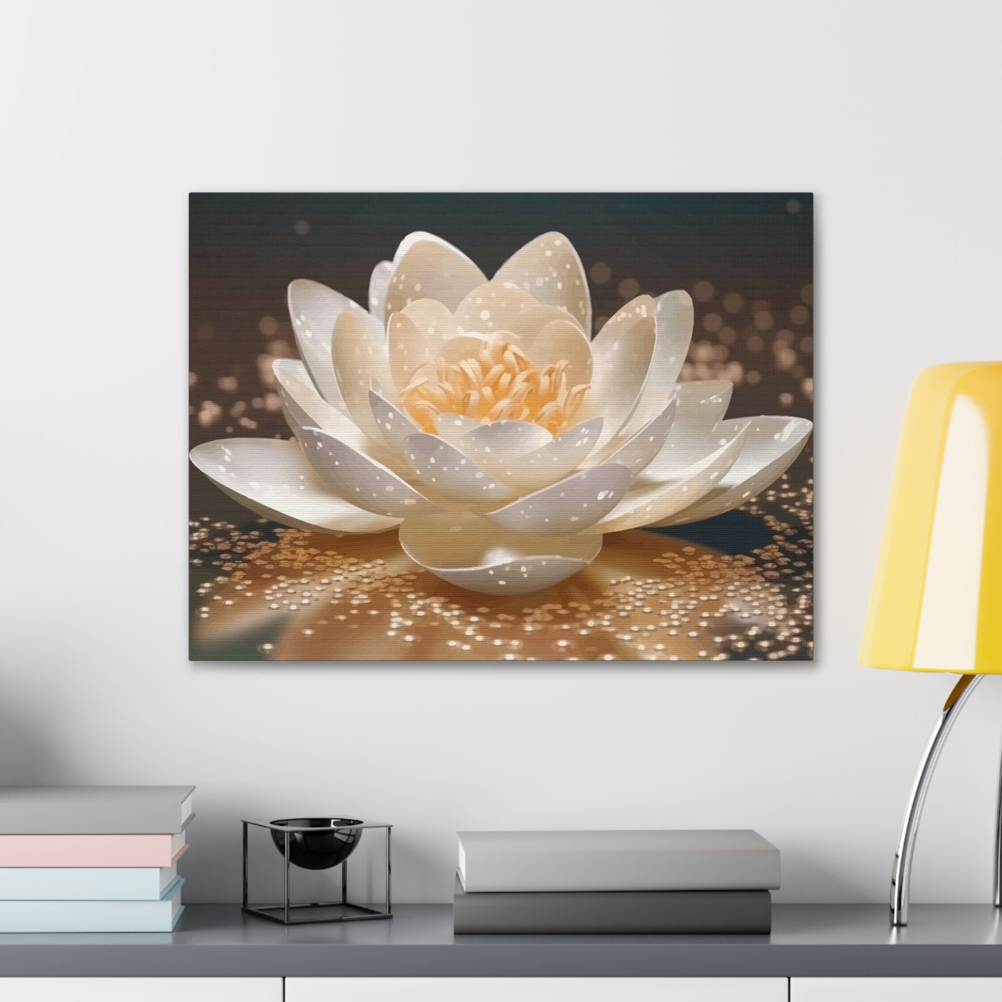 Beautiful White Lotus Flower Canvas Wall Art for Home Decor Ready-to-Hang-Express Your Love Gifts