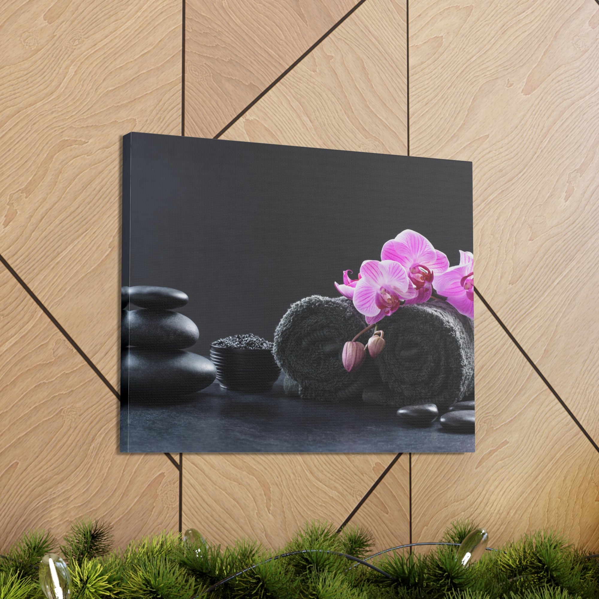 Black Spa Setting Forest Floral Nature Photography Canvas Wall Art for Home Decor Ready-to-Hang-Express Your Love Gifts