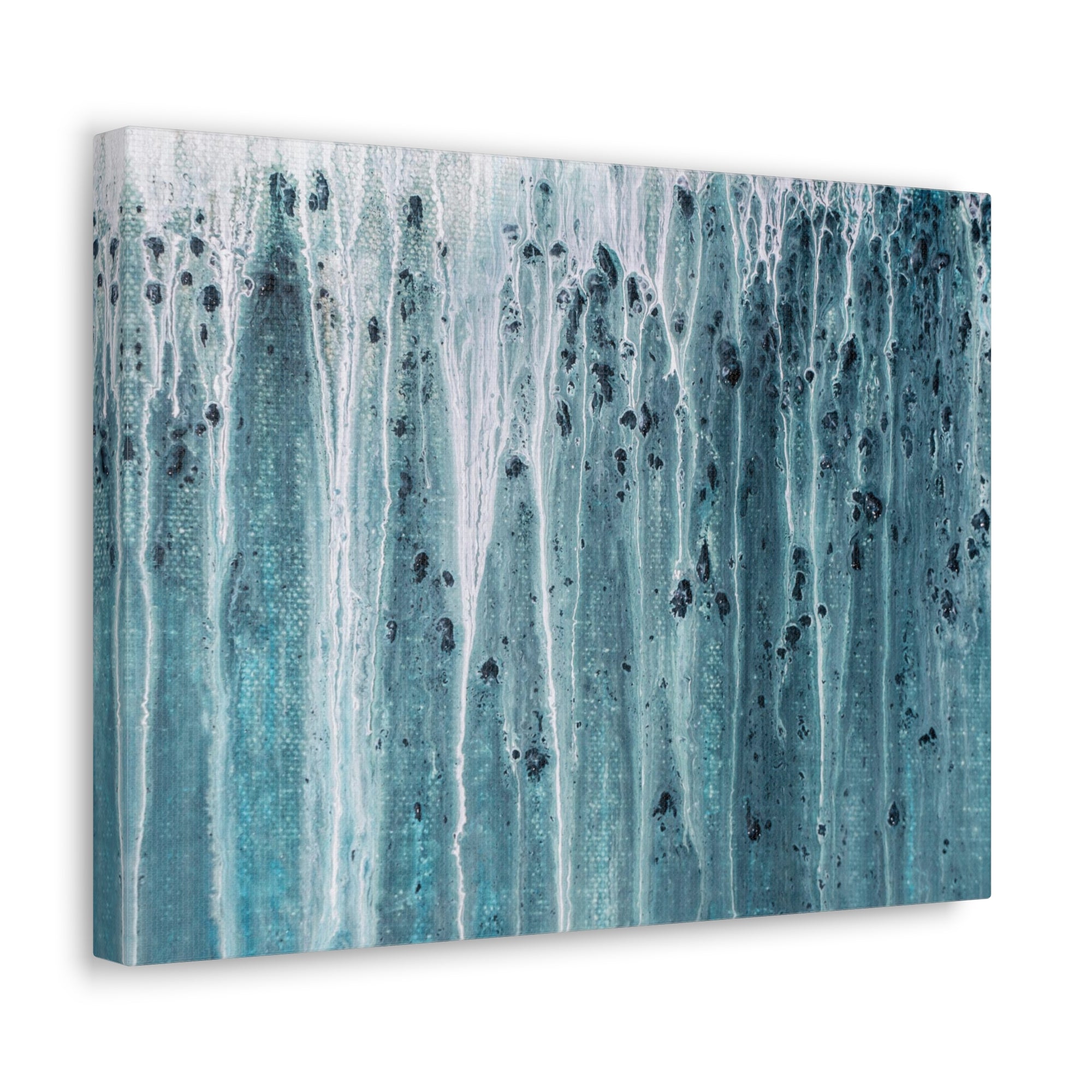 Blue Rain Abstract Acrylic Painting Canvas Wall Art for Home Decor Ready-to-Hang-Express Your Love Gifts