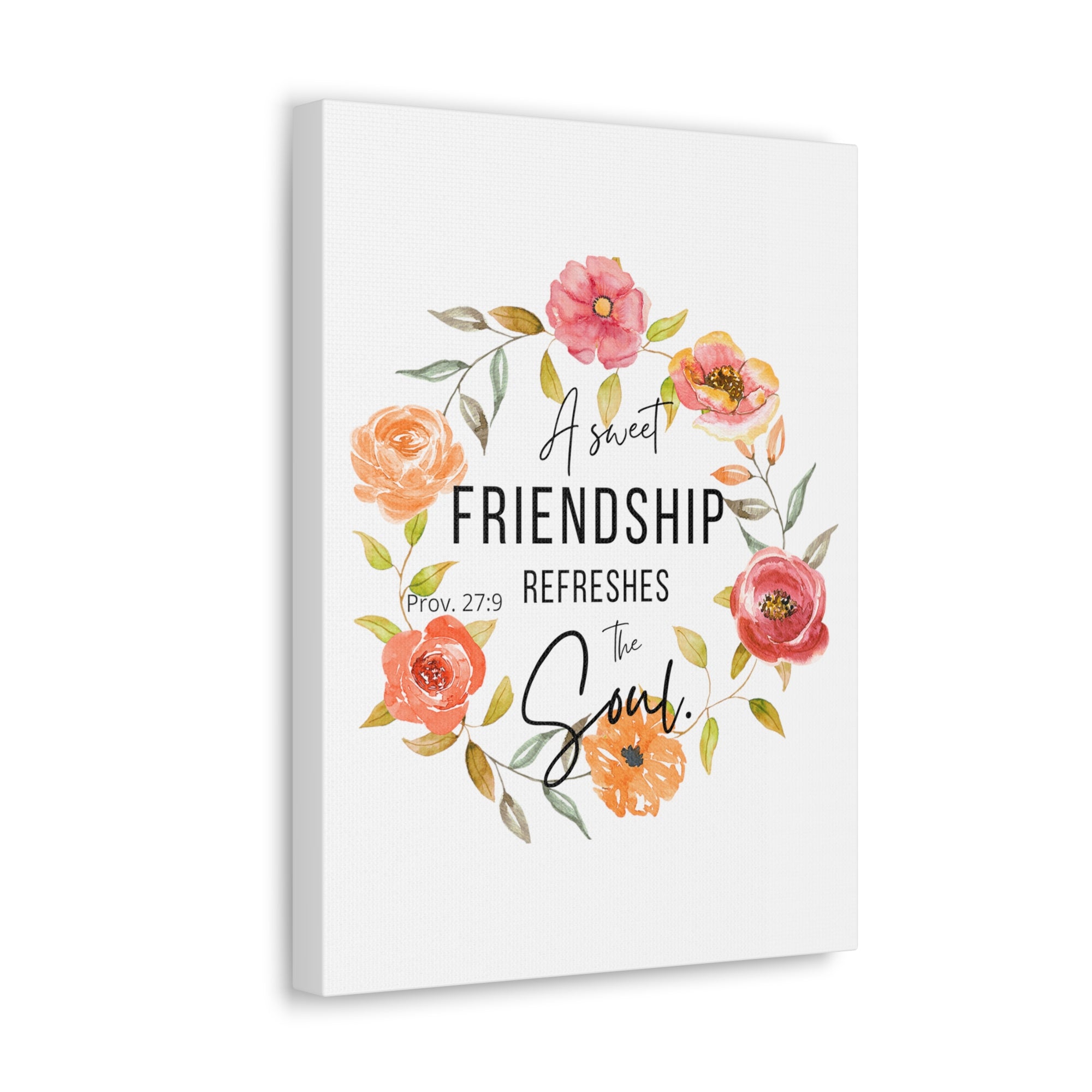 Scripture Walls Proverbs 27:9 A Sweet Friendship Bible Verse Canvas Christian Wall Art Ready to Hang Unframed-Express Your Love Gifts