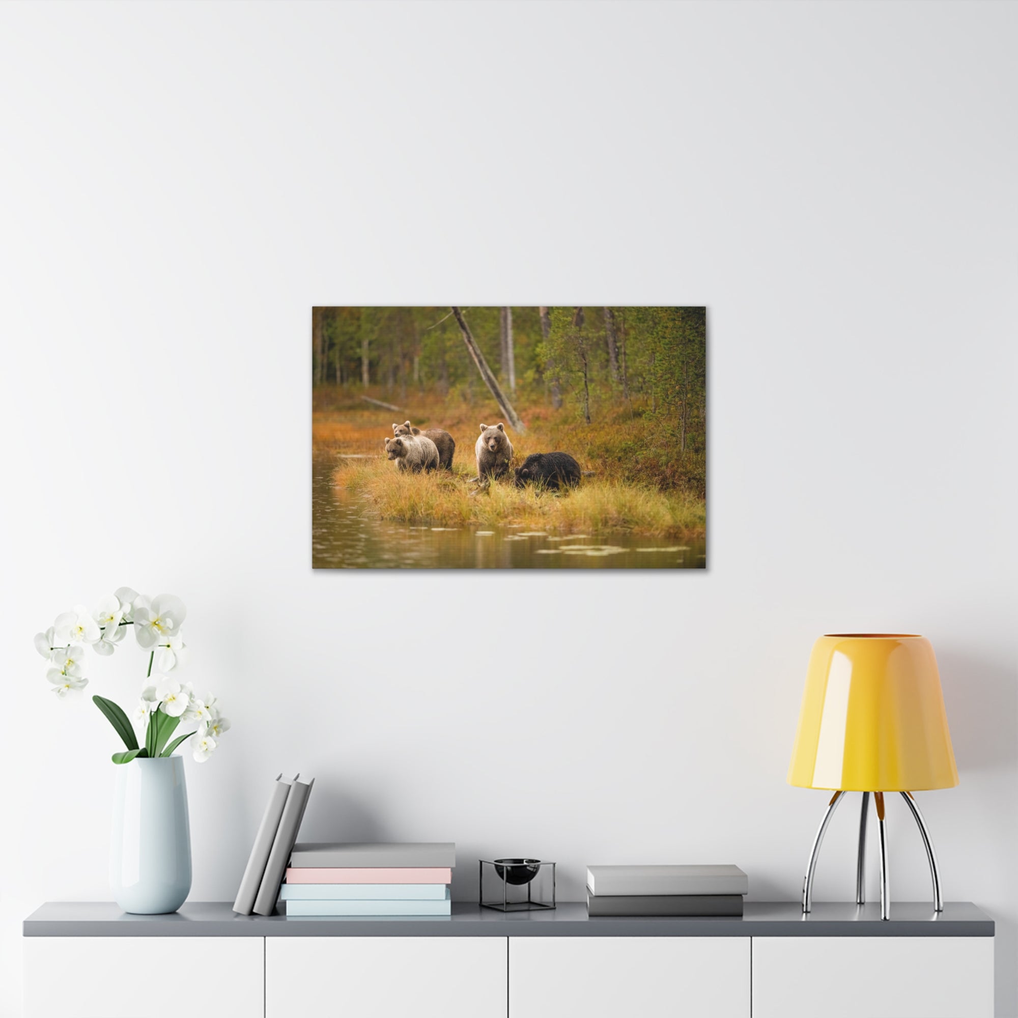 Bears In Spring Forest Nature Wilderness Photography Canvas Wall Art for Home Decor Ready-to-Hang-Express Your Love Gifts