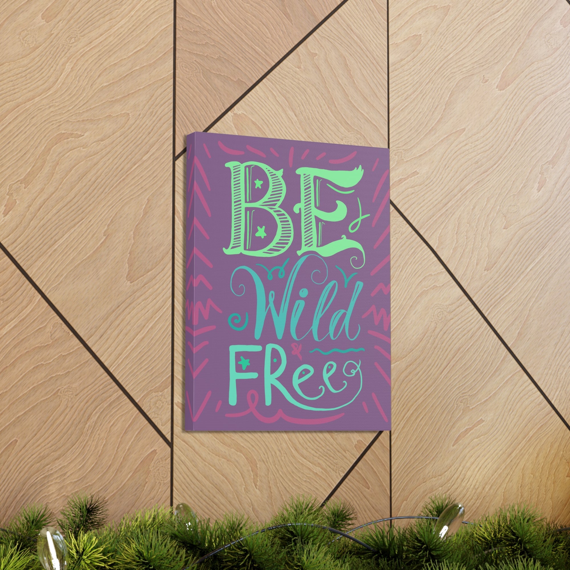 Be Wild And Free Purple Background Inspirational Canvas Wall Art for Home Decor Ready-to-Hang-Express Your Love Gifts