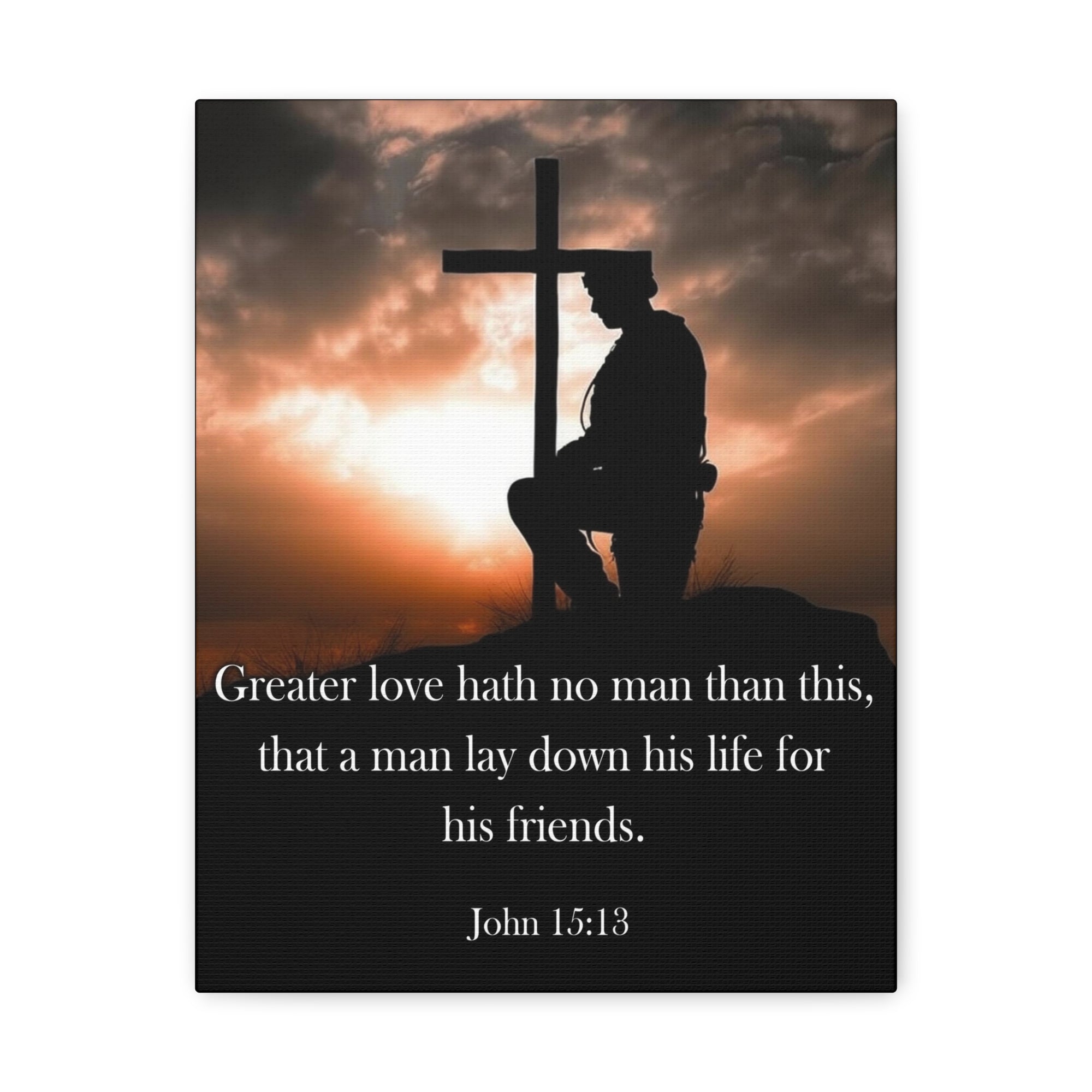 Scripture Walls John 15:13 Greater Love Soldier at Cross Christian Wall Art Print Ready to Hang Unframed-Express Your Love Gifts