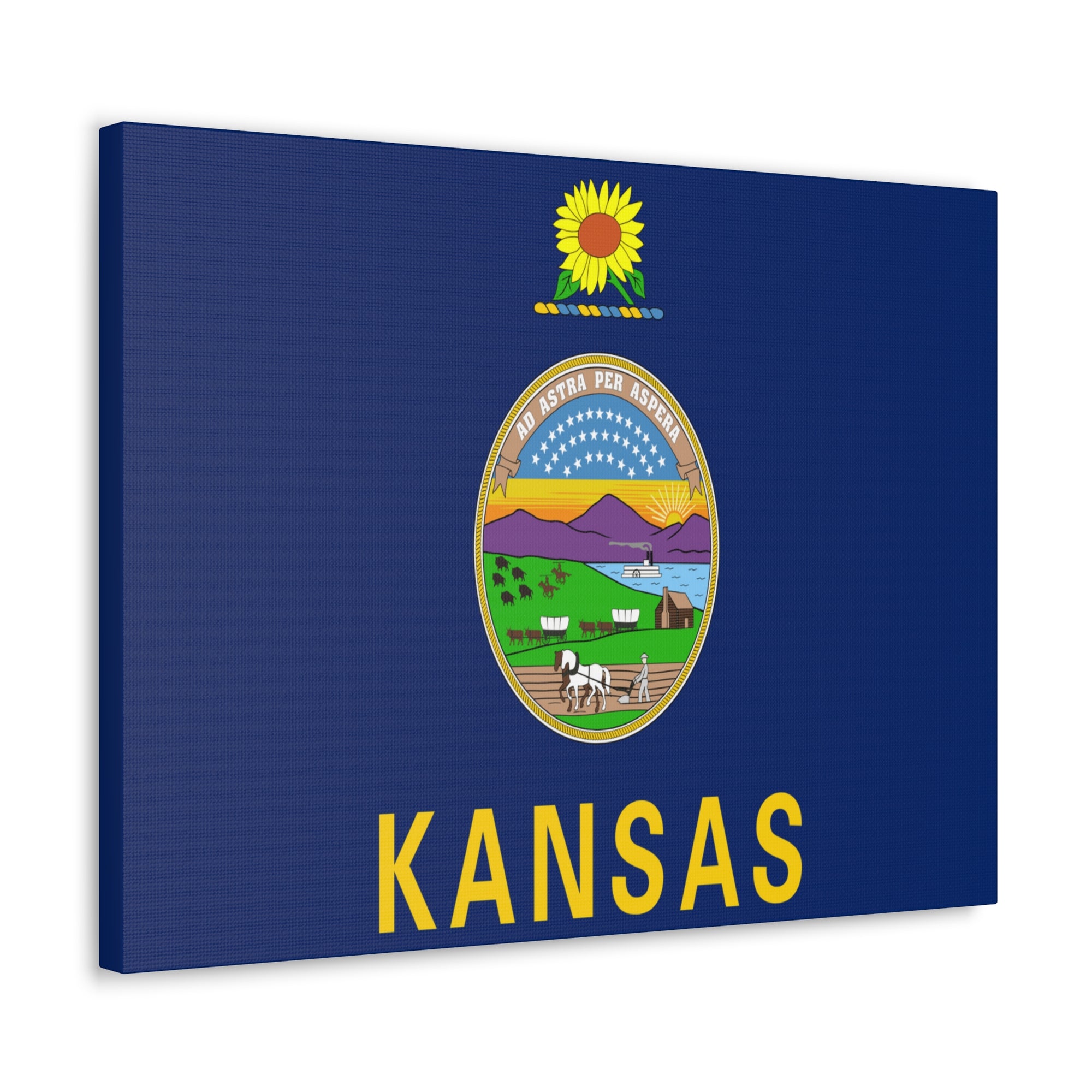 Kansas Stage Flag Canvas Vibrant Wall Art Unframed Home Decor-Express Your Love Gifts