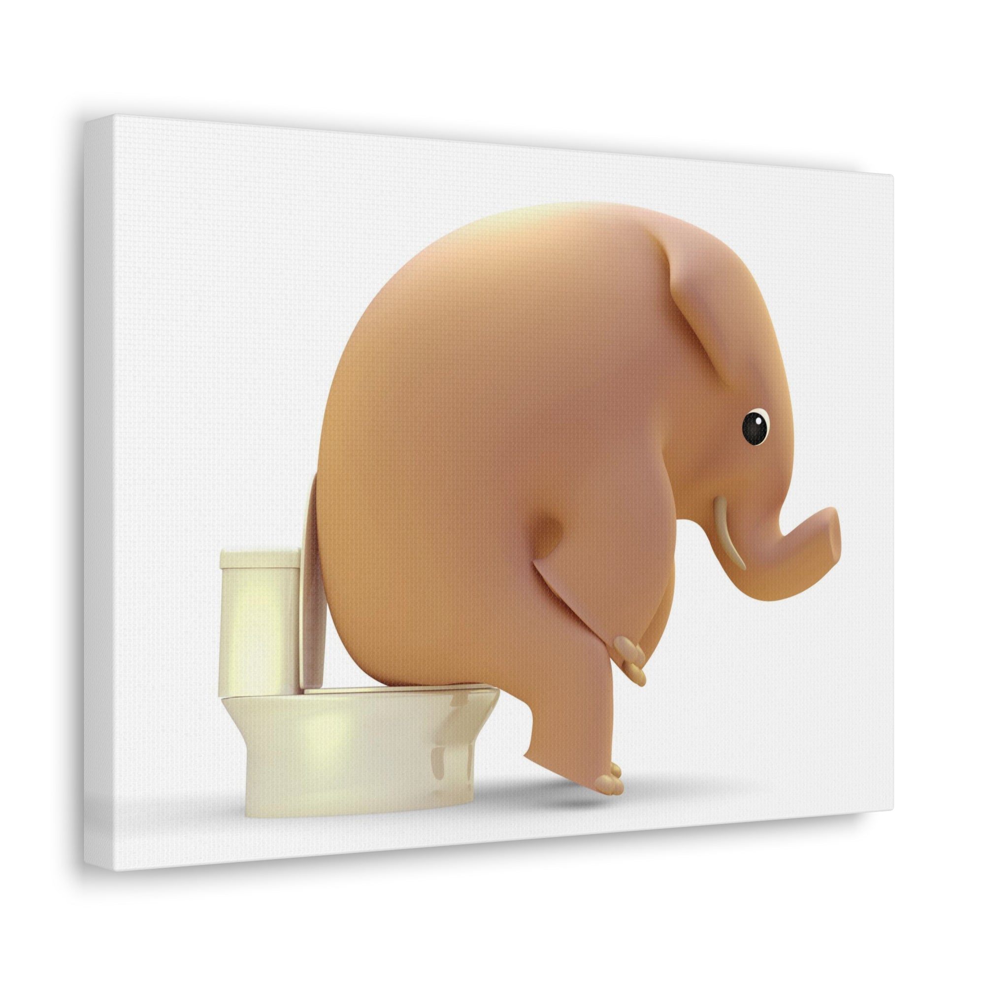 3D Elephant Seated On Toilet Funny Canvas Wall Art for Home Decor Ready-to-Hand-Express Your Love Gifts