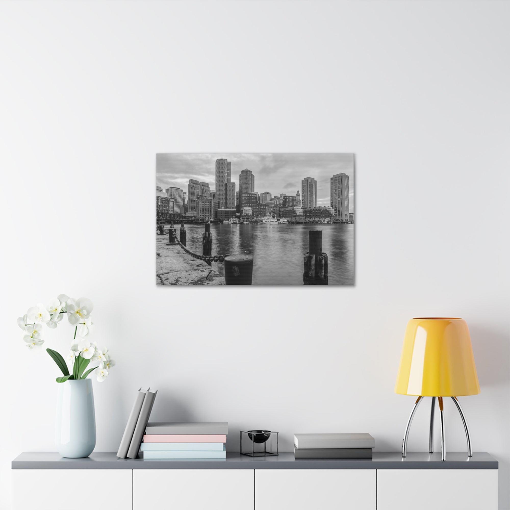 Boston Black And White Skyline Canvas Artwork High-Quality Breathtaking Stunning Cityscape for Home Decor Ready to Hang-Express Your Love Gifts